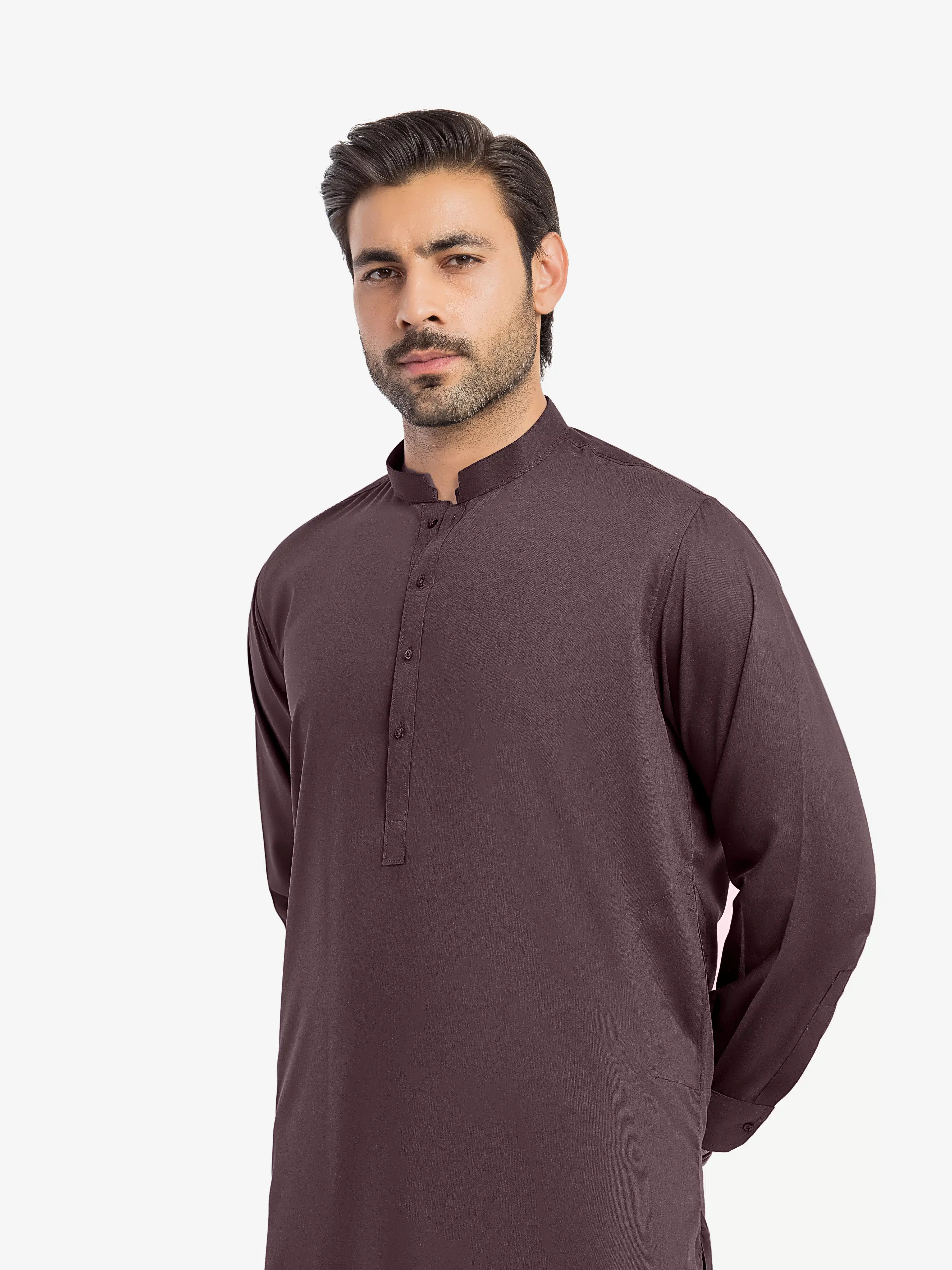 Men's Plum Shalwar Kameez - EMTKS5-41201 - Image 2