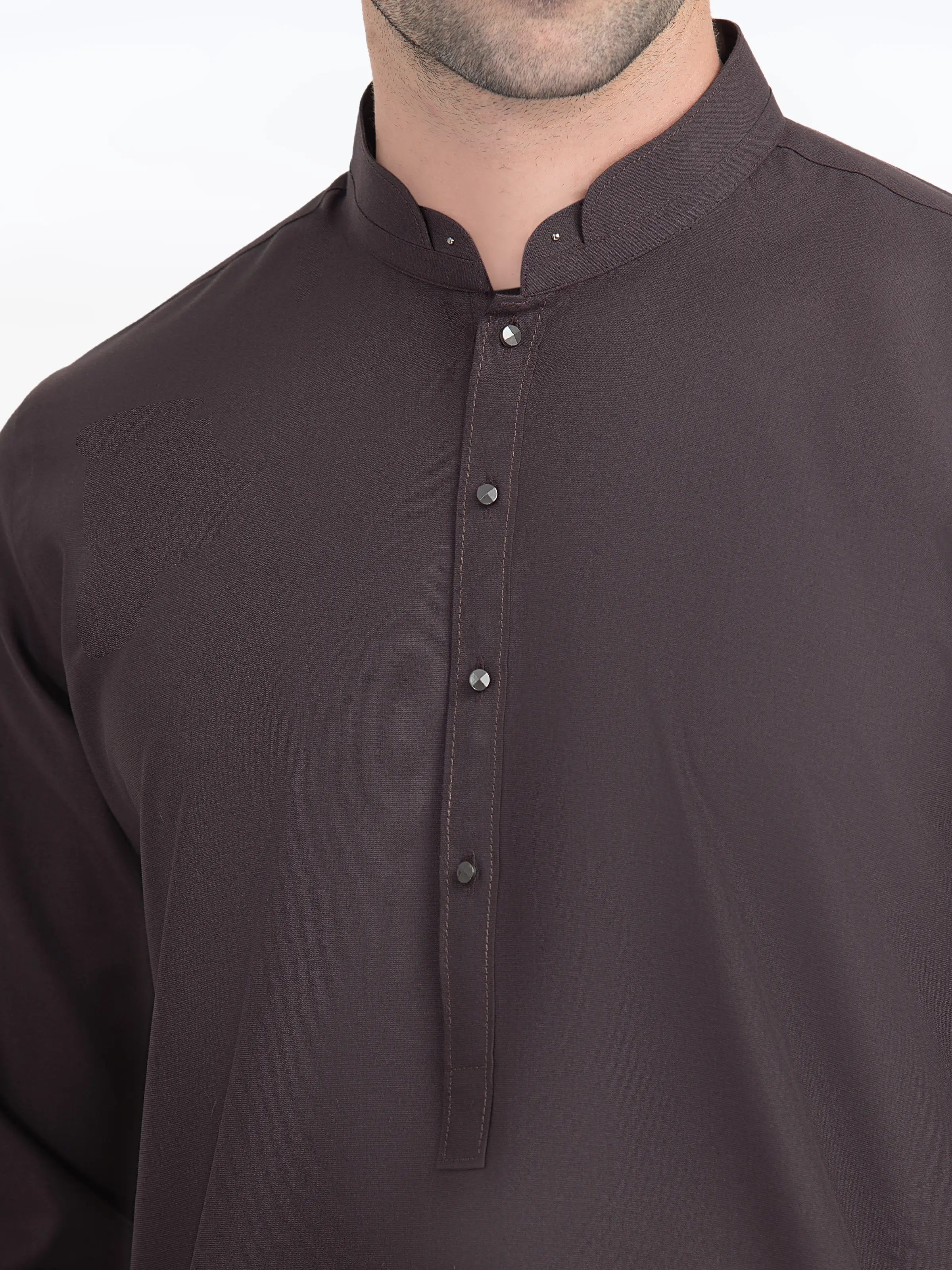Men's Plum Shalwar Kameez - EMTKST5-99535 - Image 3