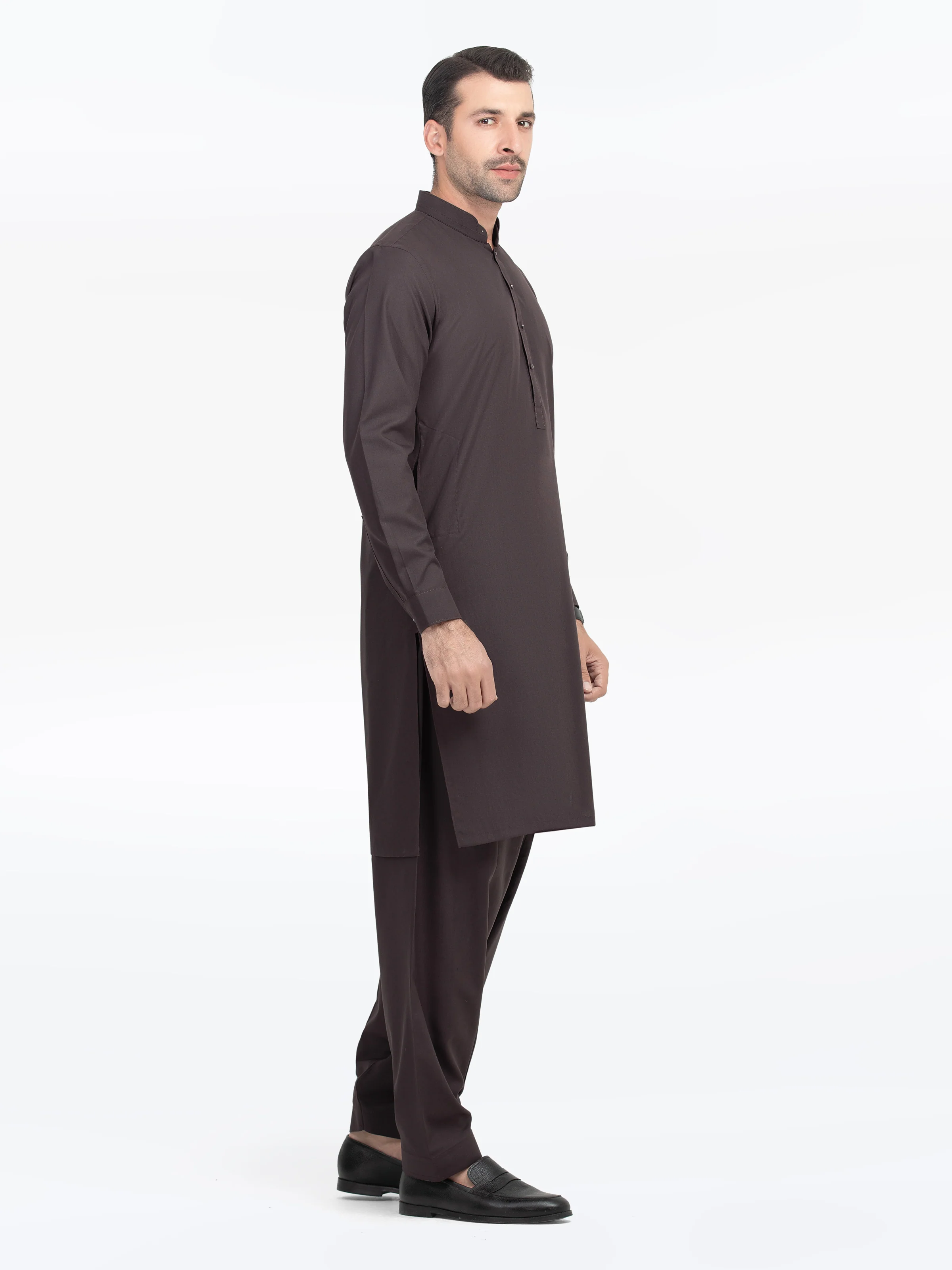 Men's Plum Shalwar Kameez - EMTKST5-99535 - Image 5