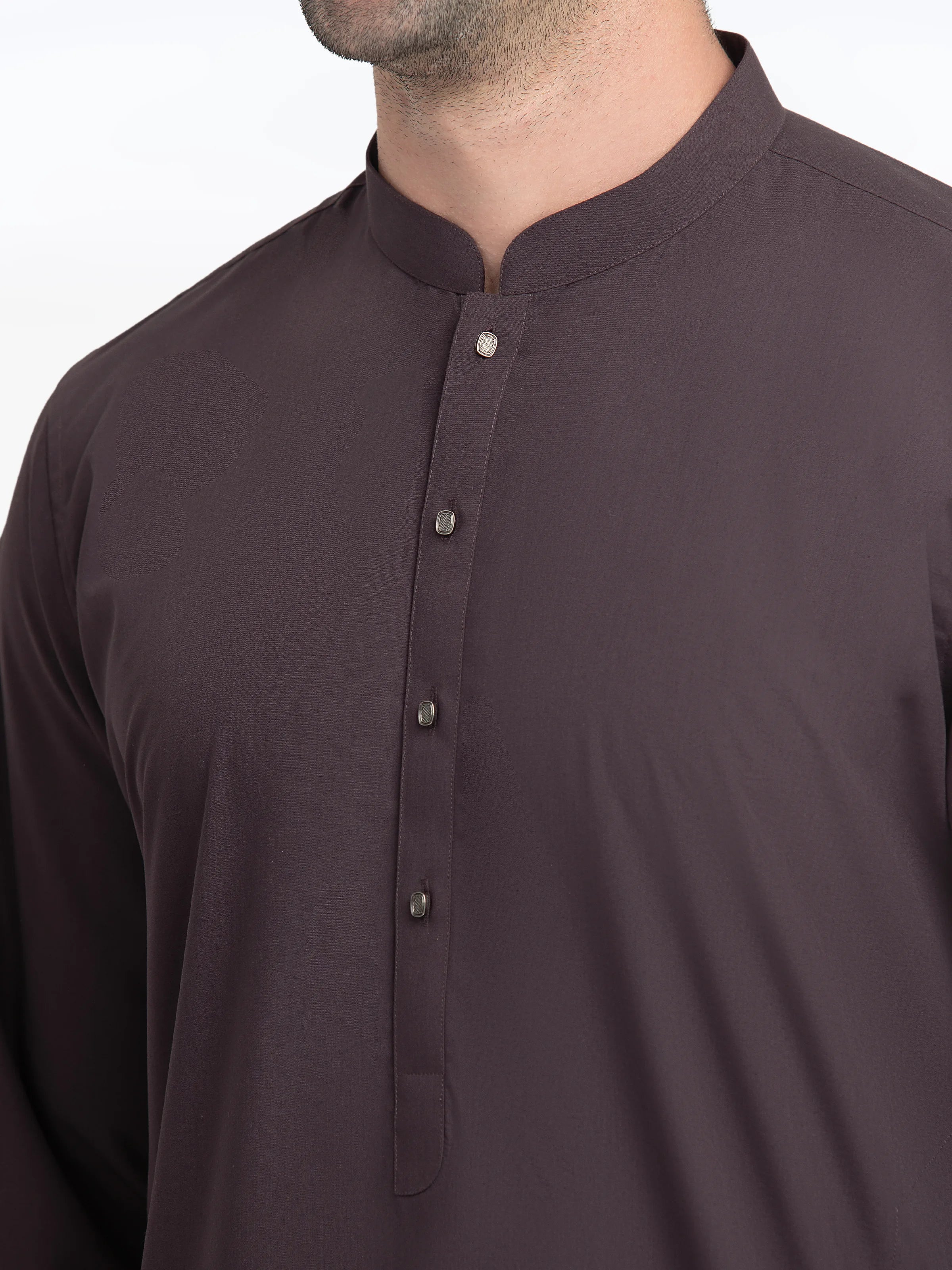 Men's Plum Shalwar Kameez - EMTKST5-99539 - Image 3