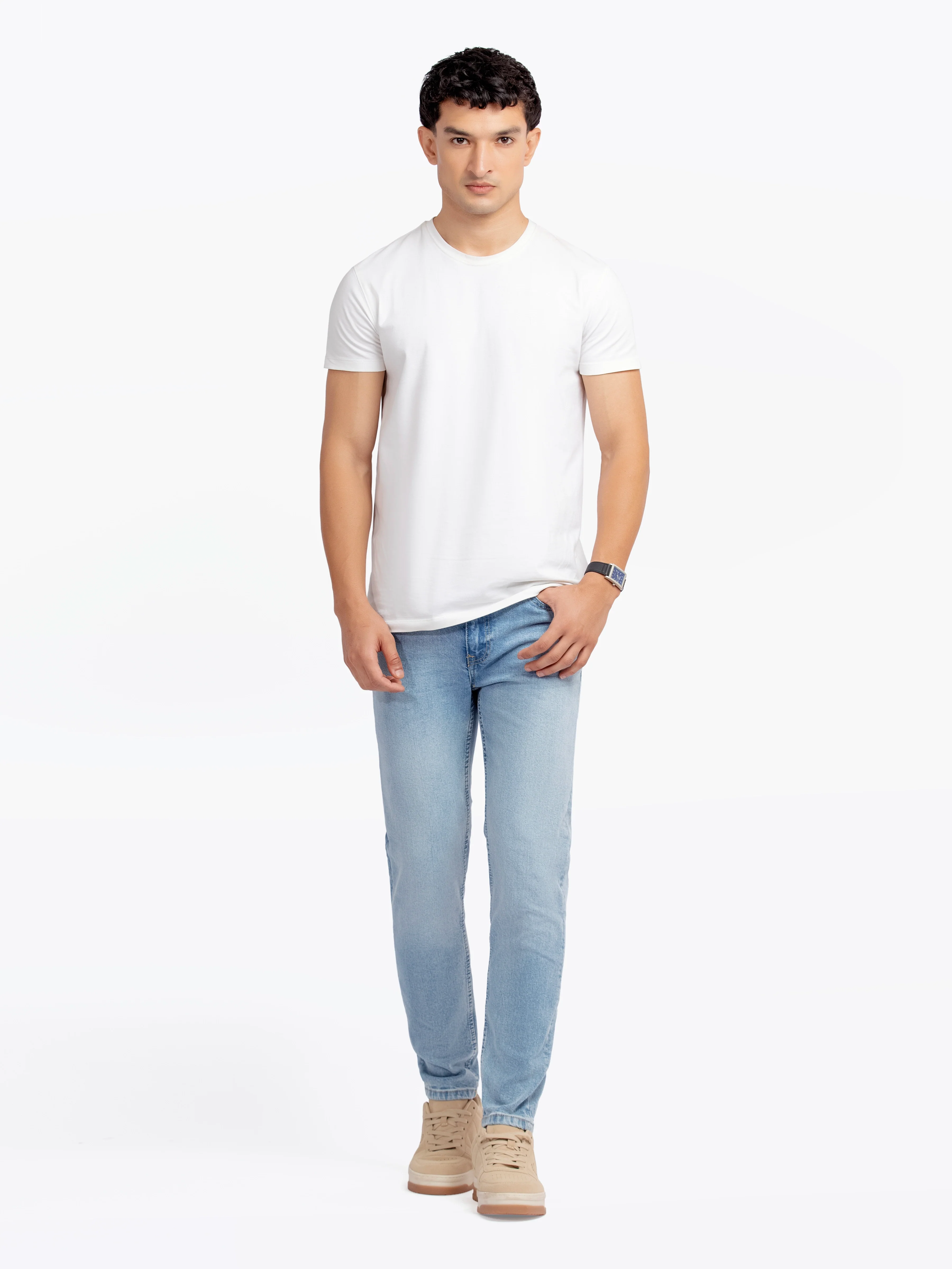 Men's Powder Blue Denim Pant - EMBPD24-008 - Image 2