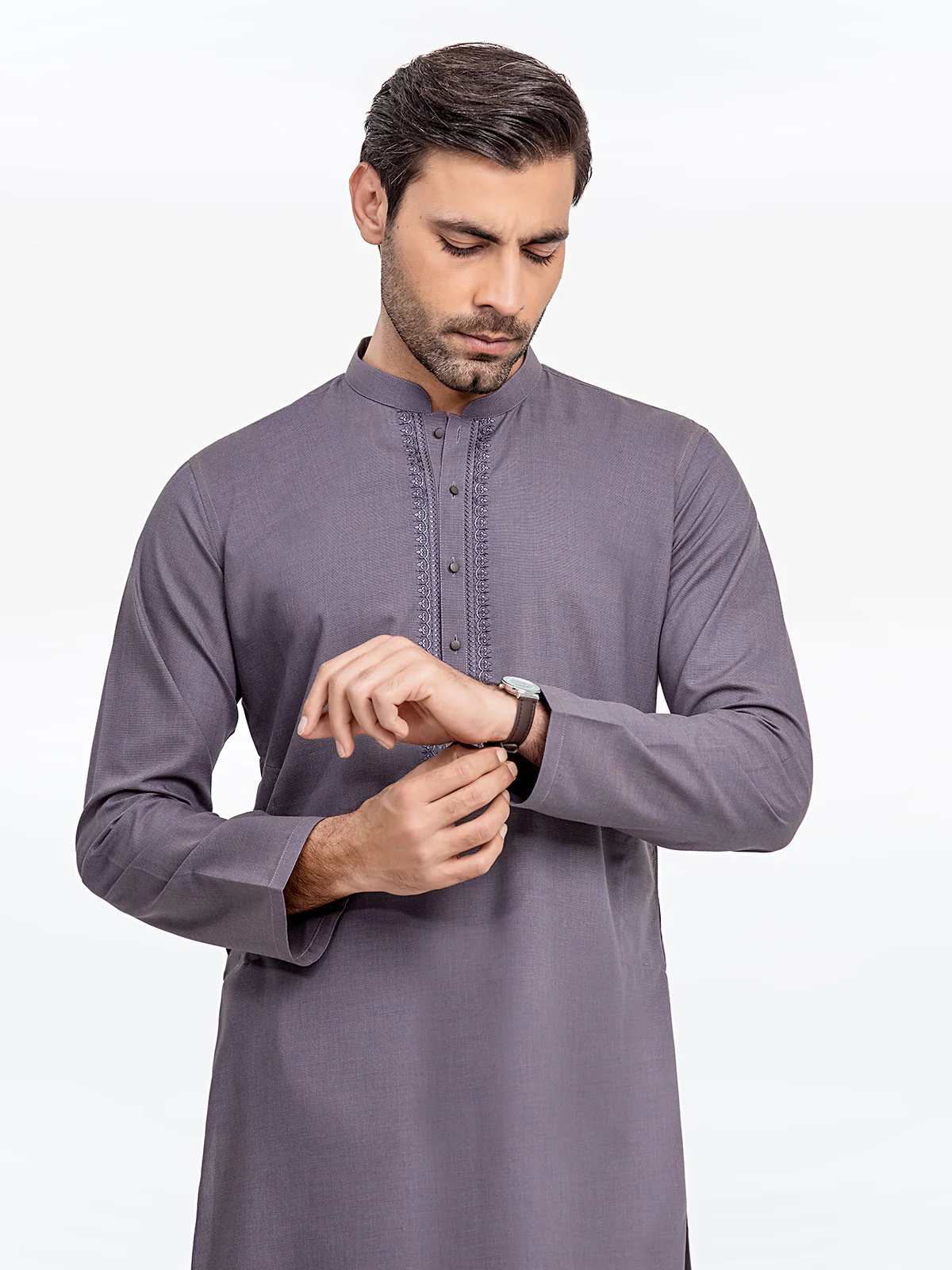 Men's Purple Kurta - EMTK24-99428 - Image 3