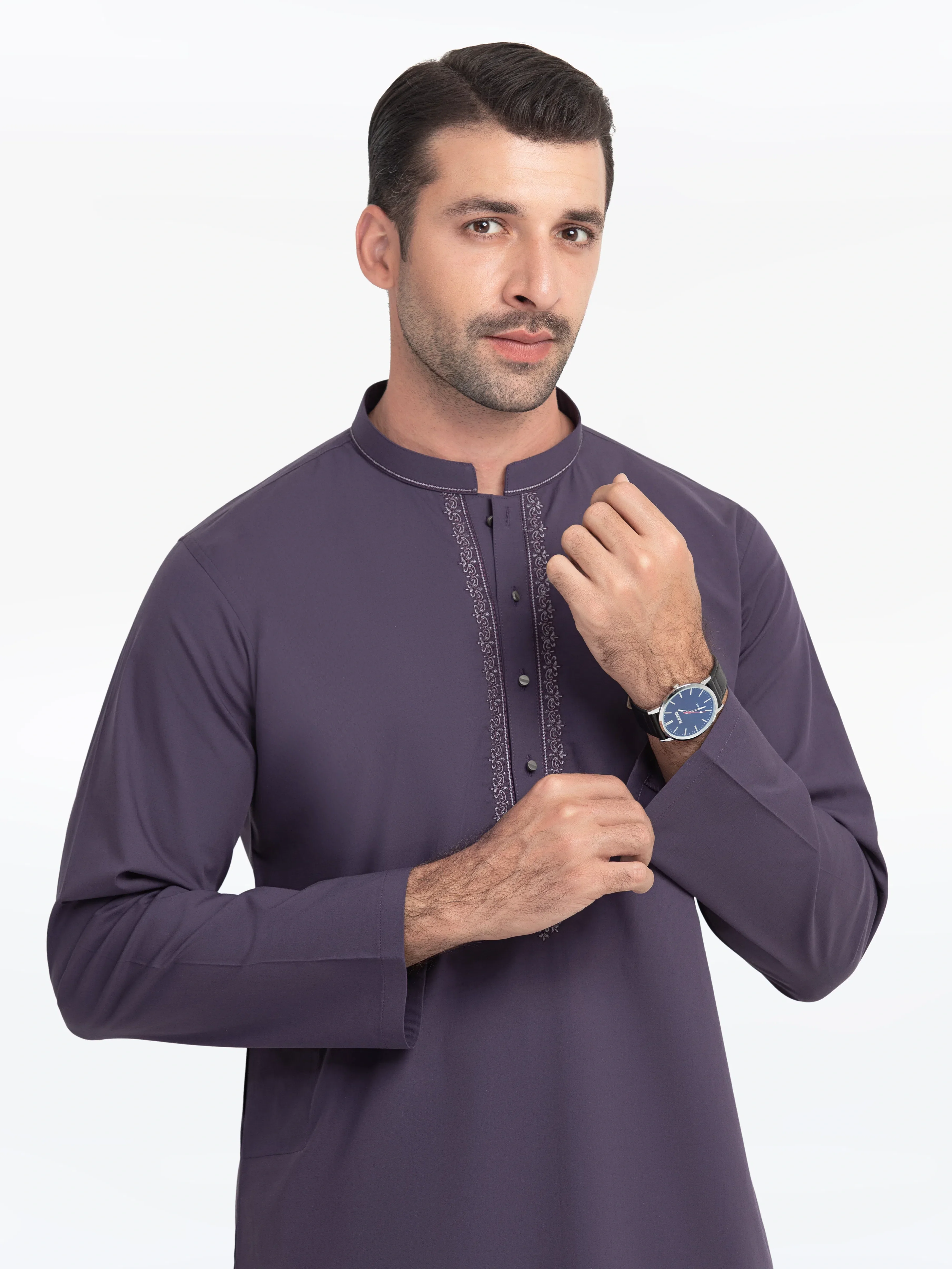 Men's Purple Kurta - EMTK5-99523 - Image 2