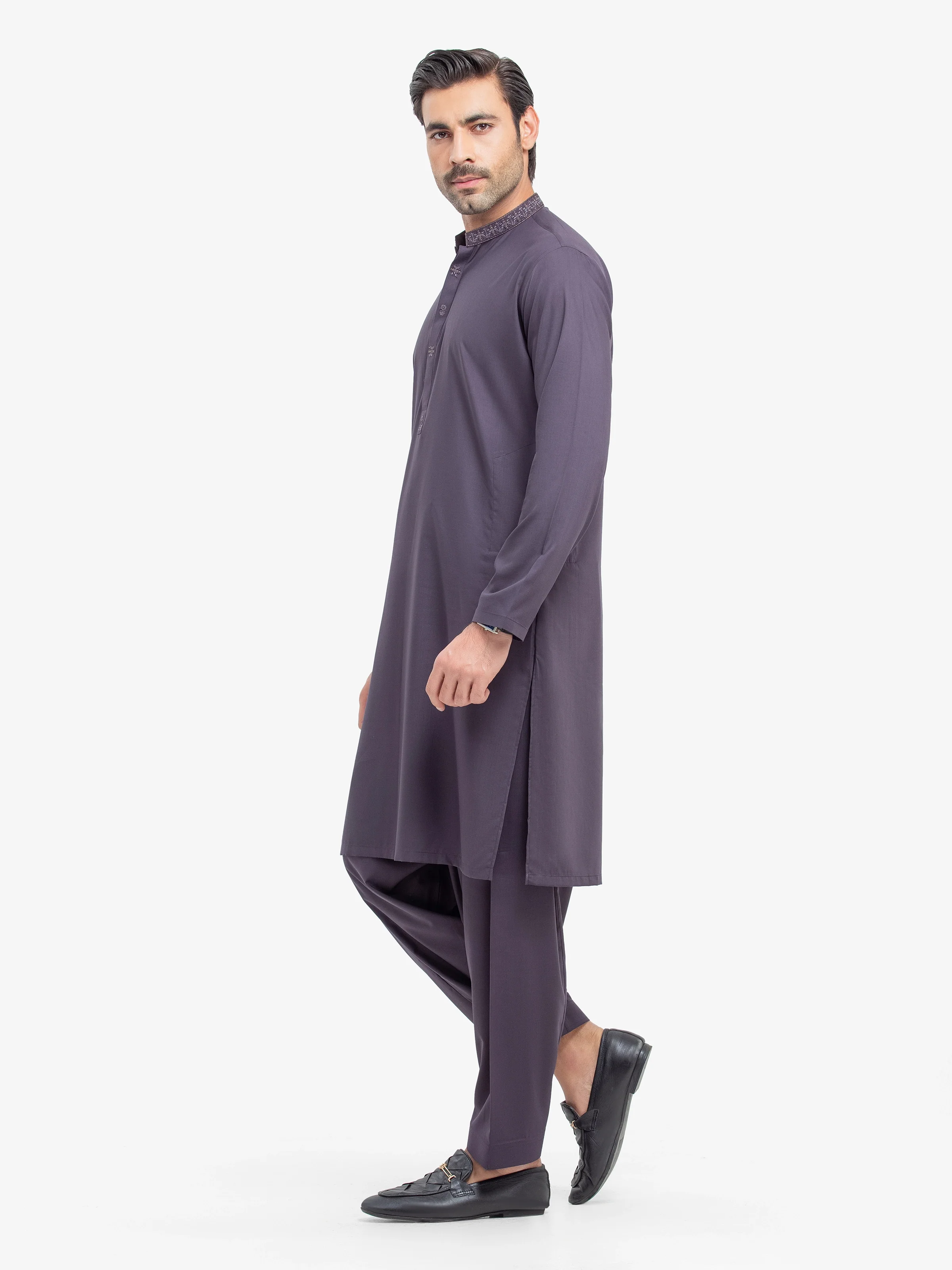 Men's Purple Shalwar Kameez - EMTKS5-41159 - Image 4