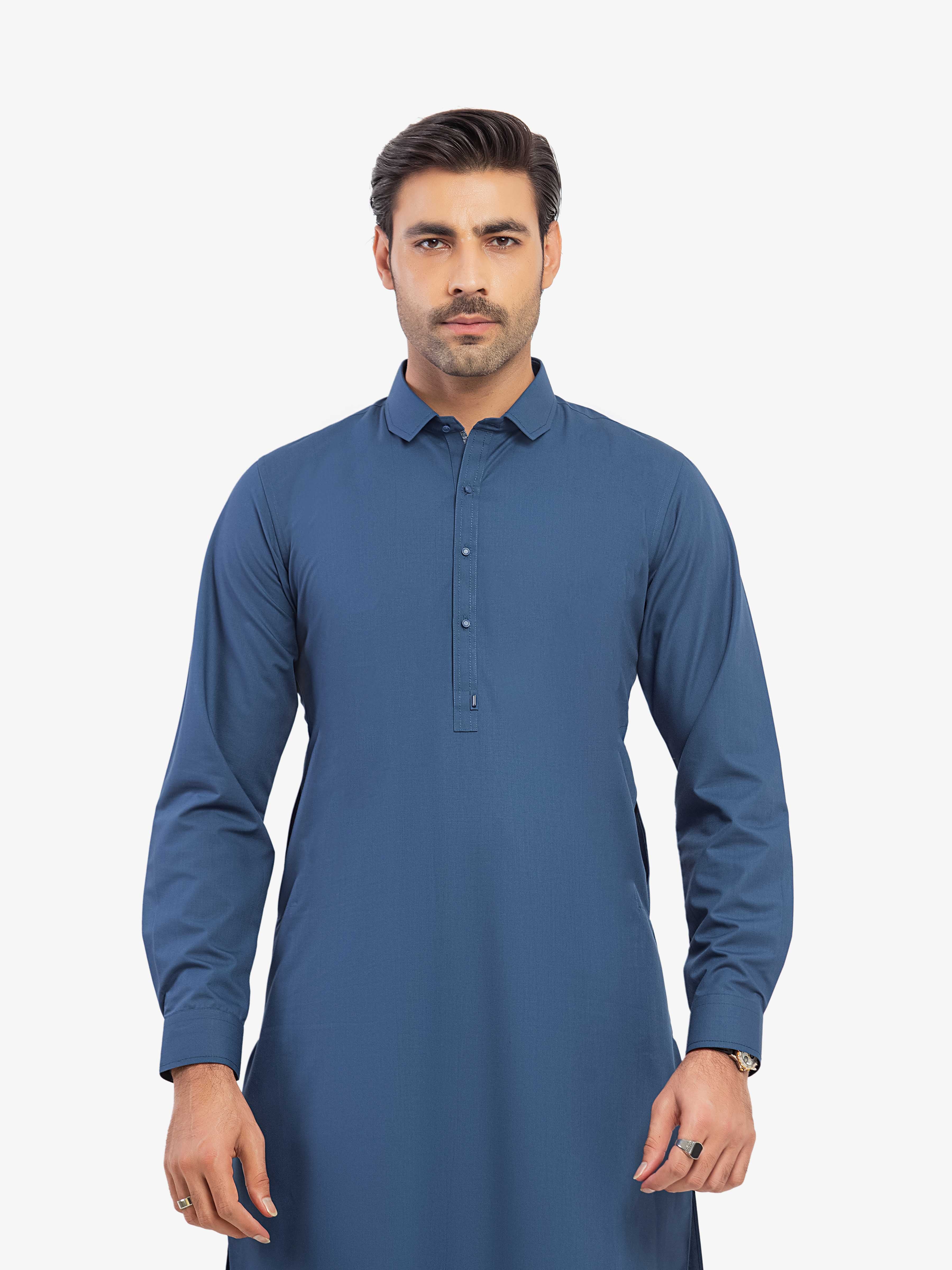 Men's Royal Blue Shalwar Kameez - EMTKST5-99599 - Image 2