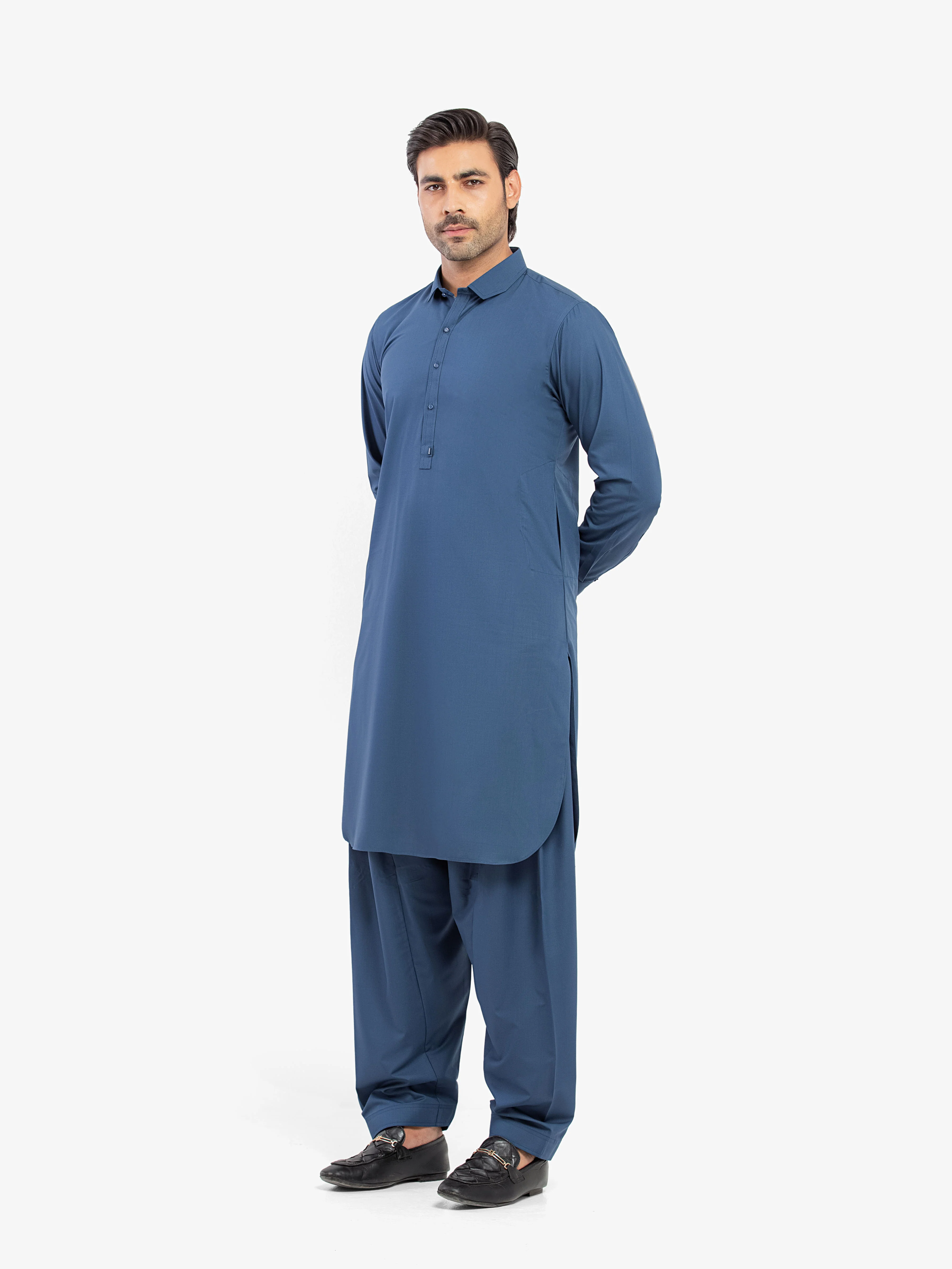 Men's Royal Blue Shalwar Kameez - EMTKST5-99599 - Image 4