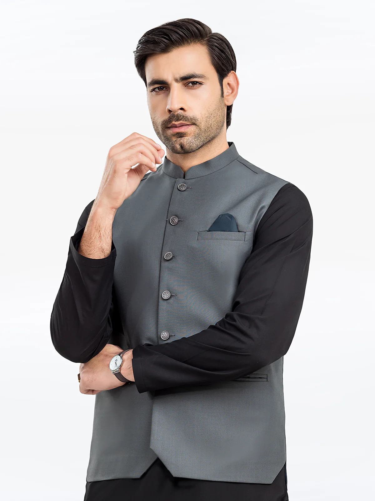 Men's Royal Grey Waist Coat - EMTWCP24-35925 - Image 2