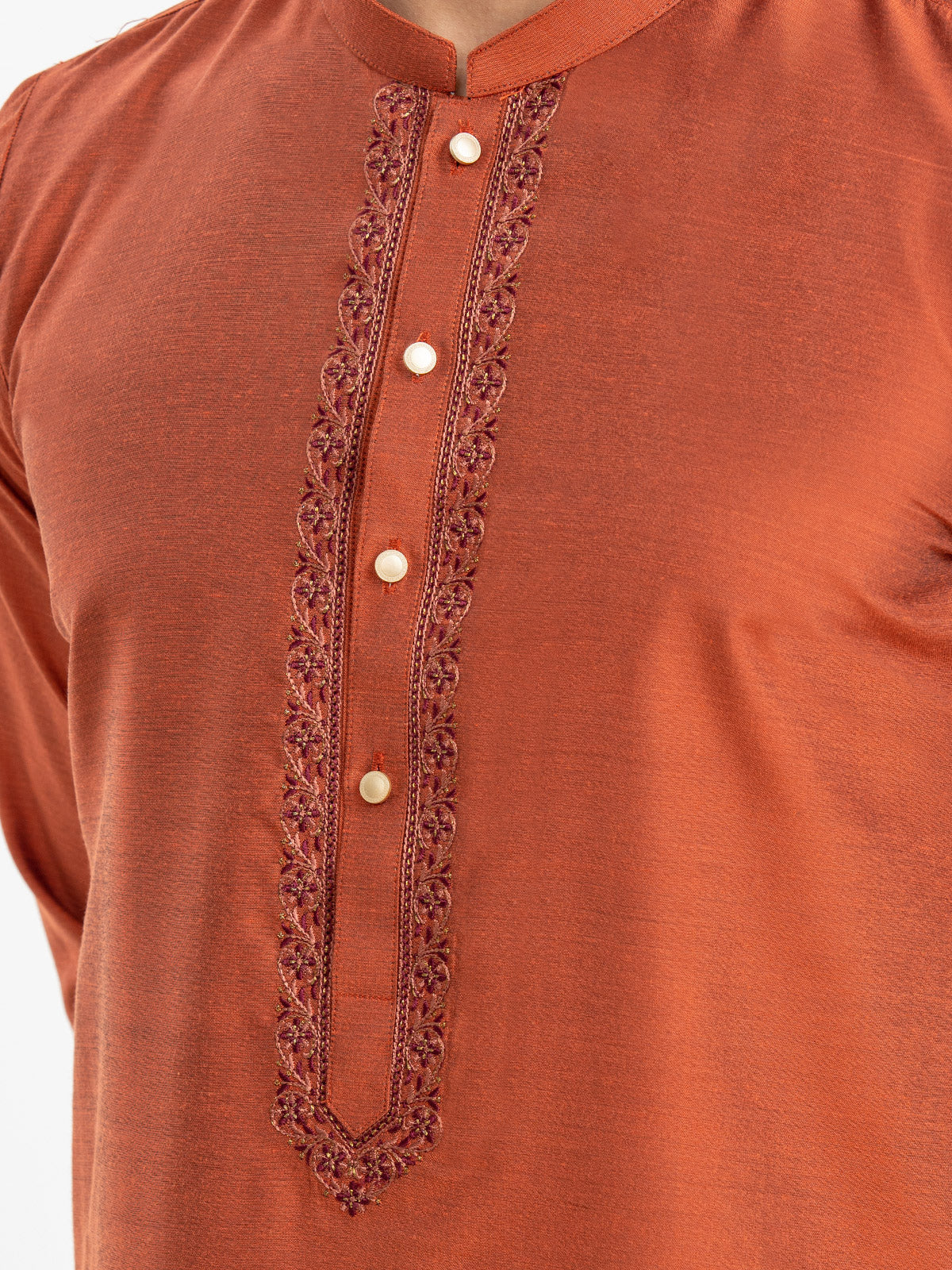 Men's Rust Kurta - EMTKC24-116 - Image 3