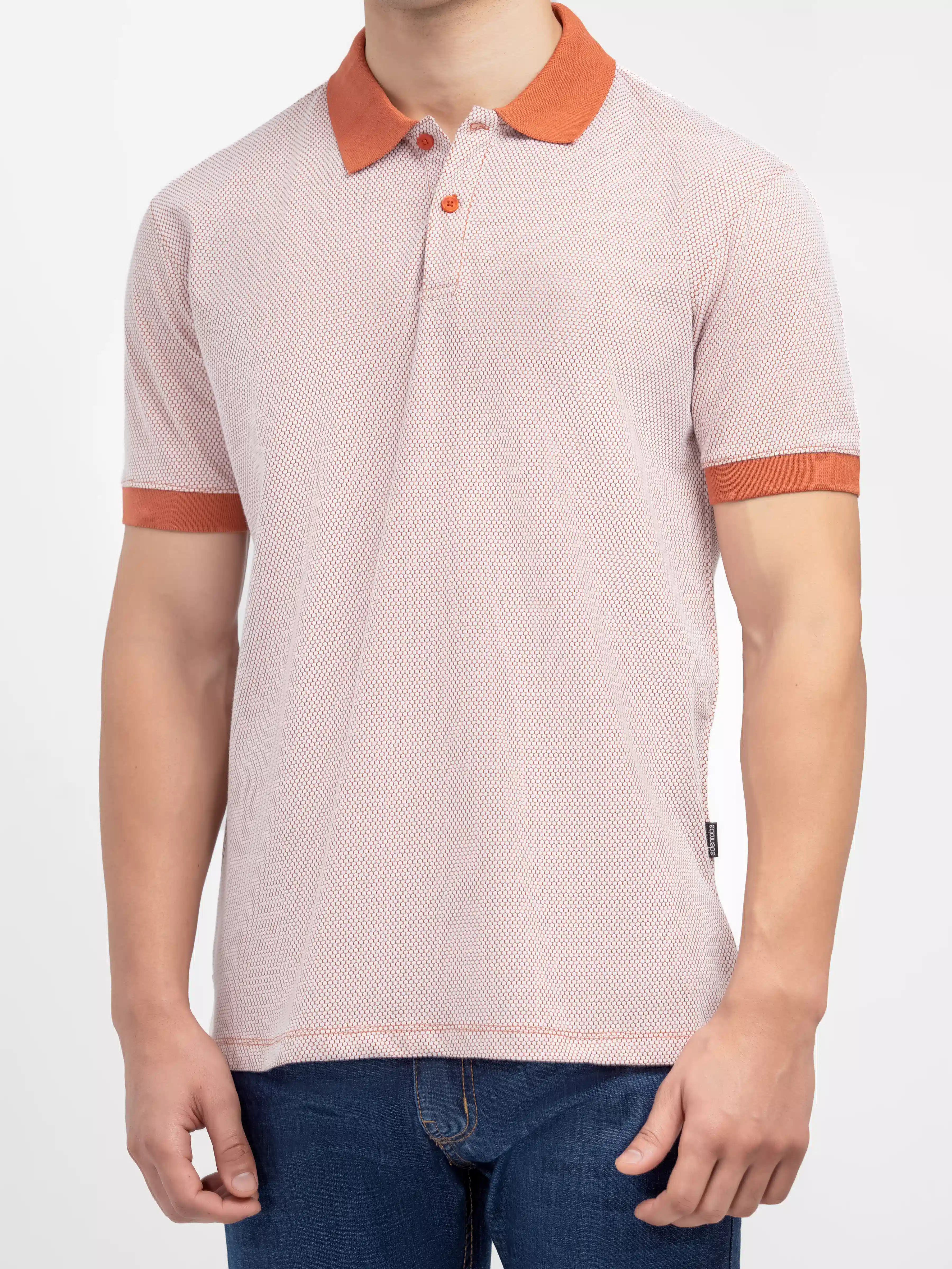 Men's Rust & White Polo Shirt - EMTPS24-075 - Image 3