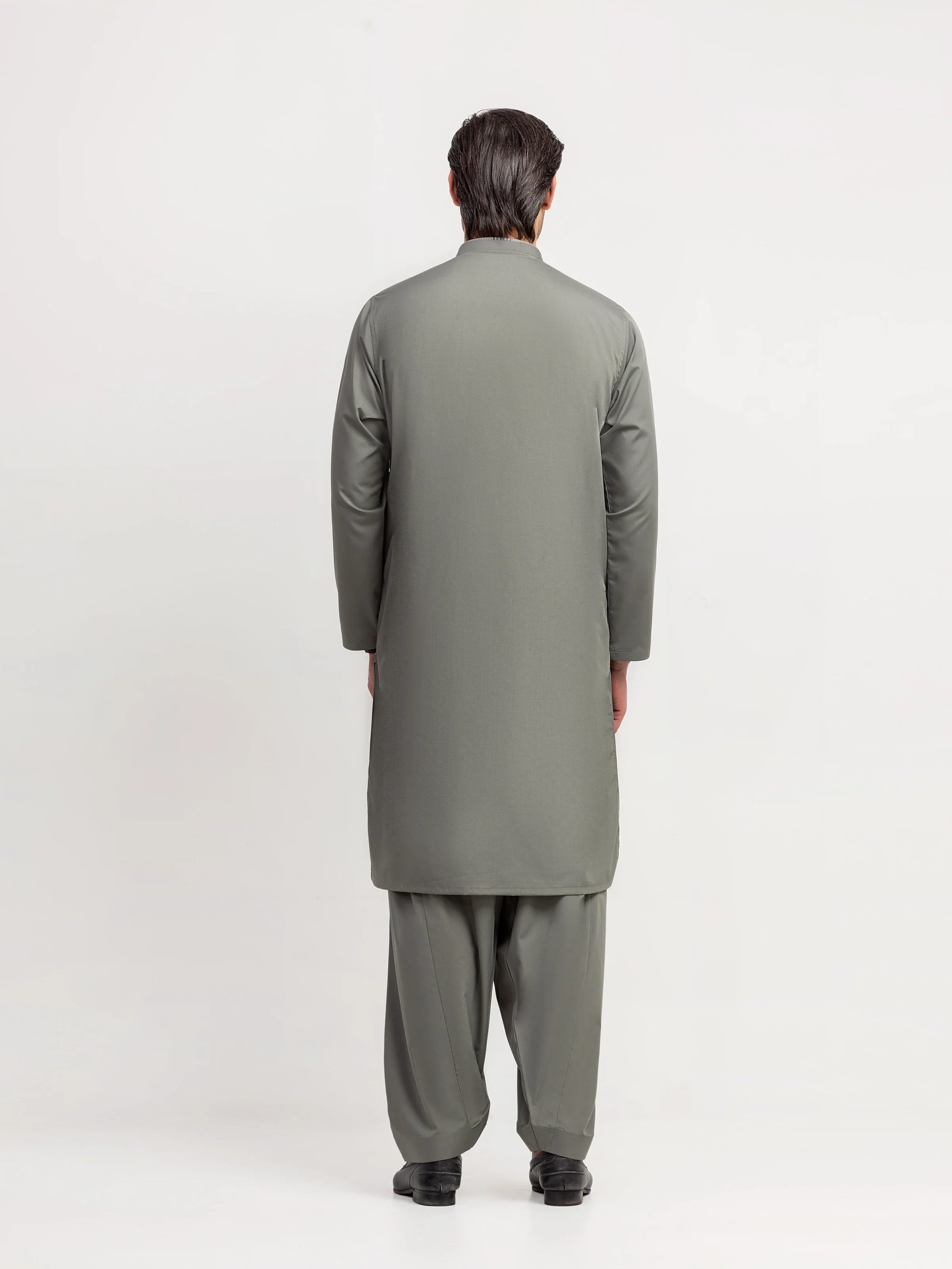 Men's Sage Green Shalwar Kameez - EMTKS5-41192 - Image 5