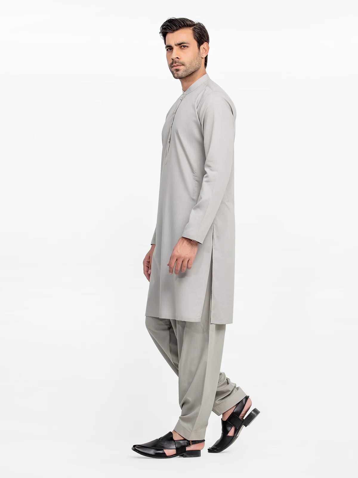 Men's Sage Grey Shalwar Kameez - EMTKS24-41082 - Image 3