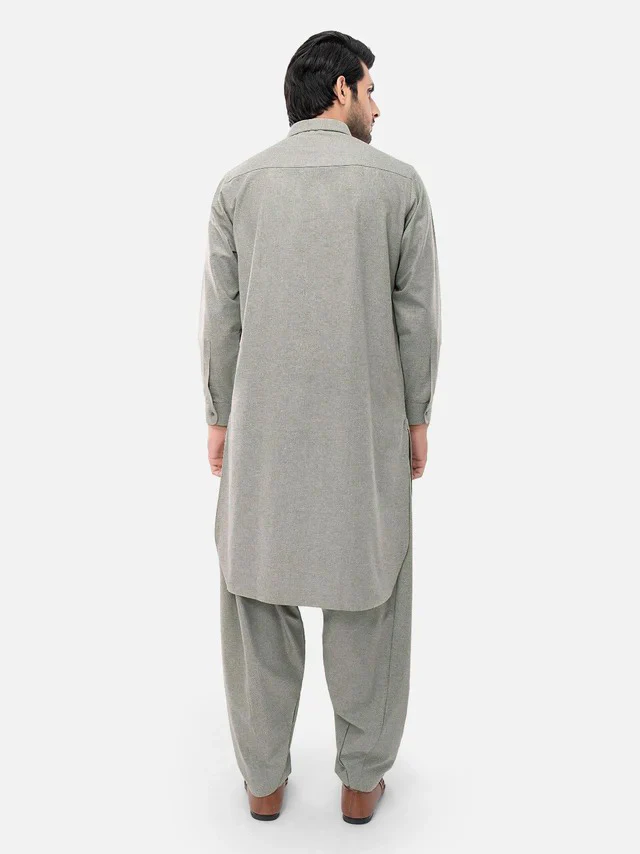 Men's Sage Shalwar Kameez Plain - EMTKSP21W-40928 - Image 4