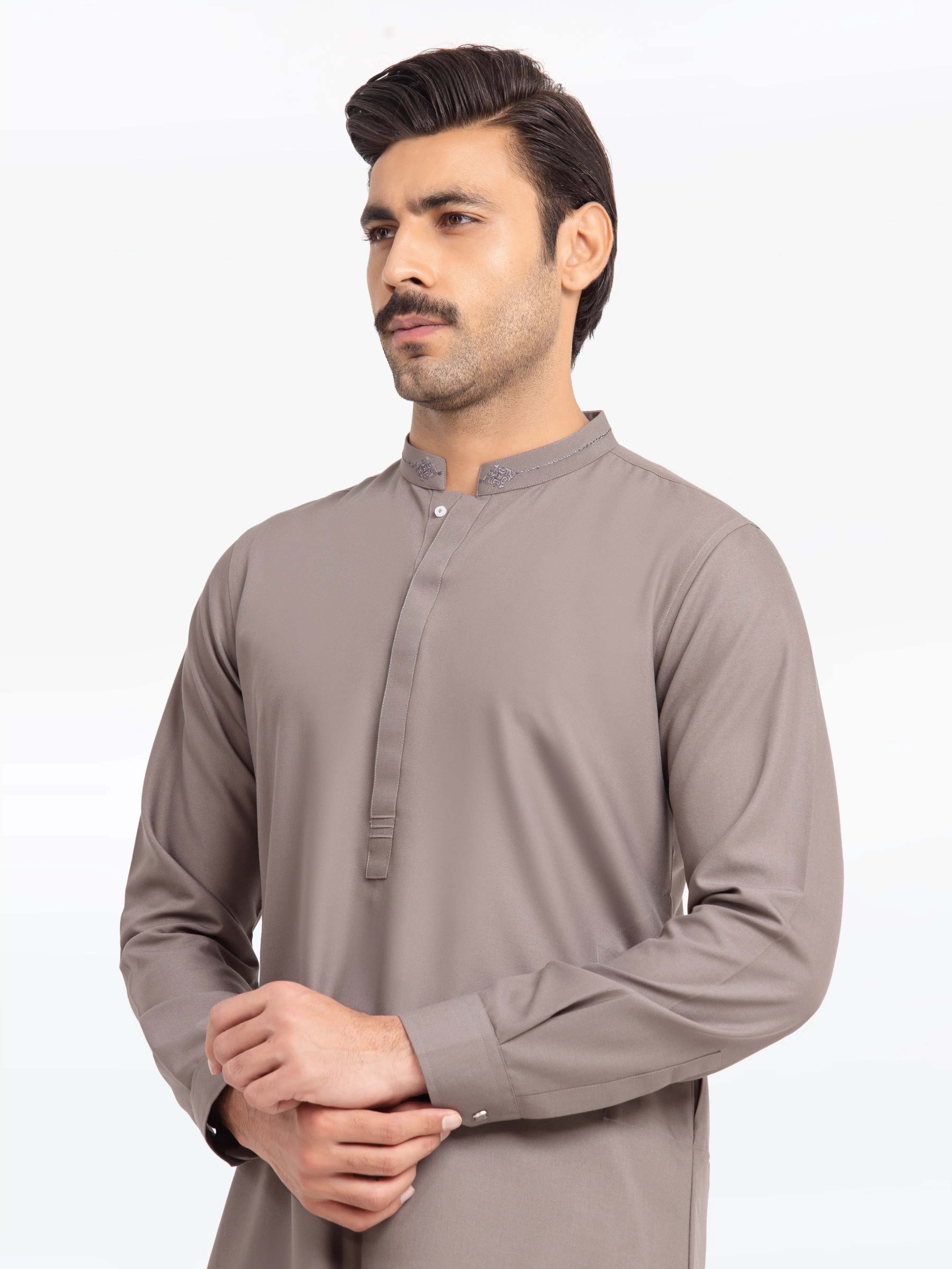 Men's Sand Grey Kurta Pajama - EMTKPT24-045 - Image 2