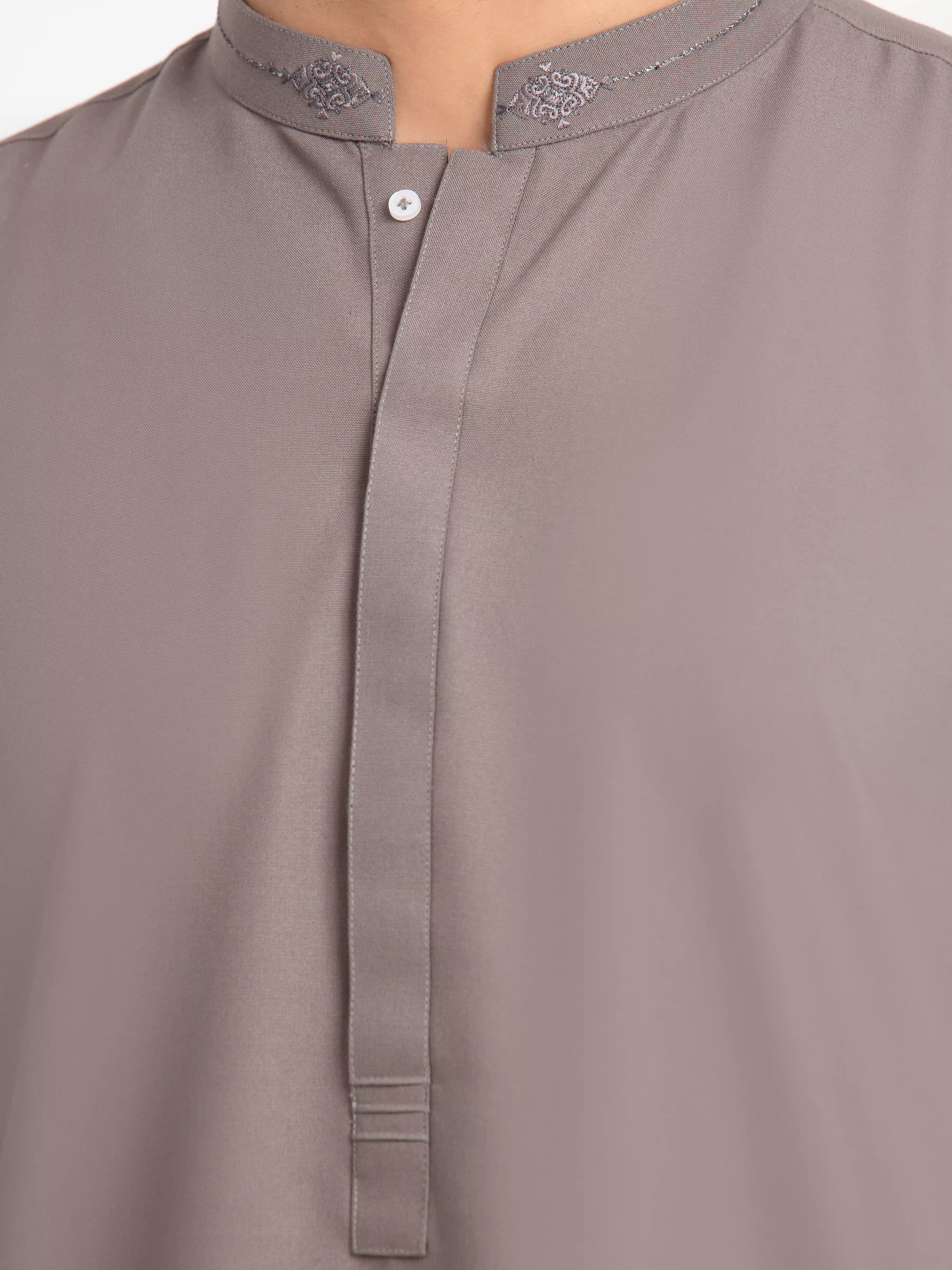 Men's Sand Grey Kurta Pajama - EMTKPT24-045 - Image 3
