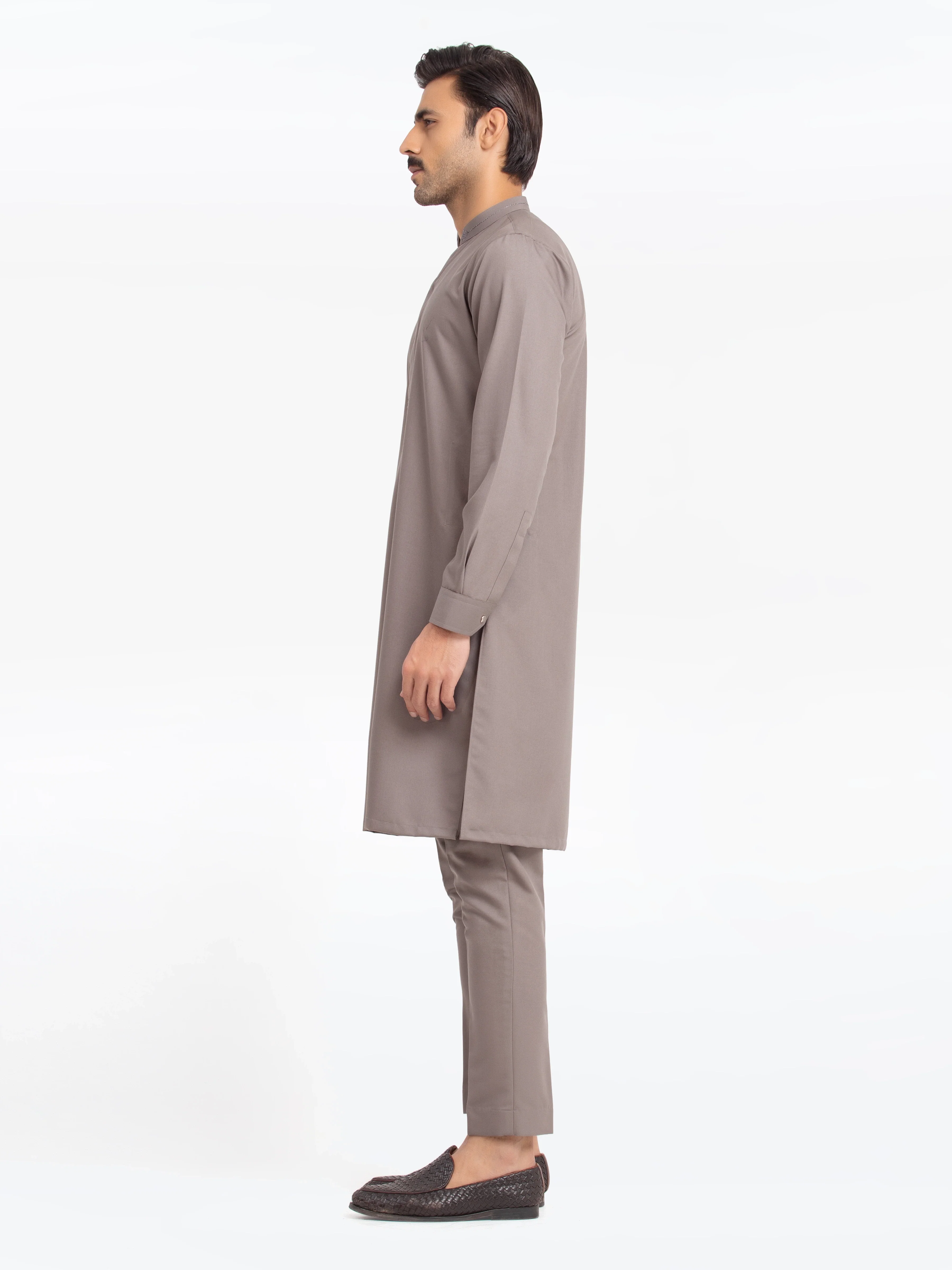 Men's Sand Grey Kurta Pajama - EMTKPT24-045 - Image 5