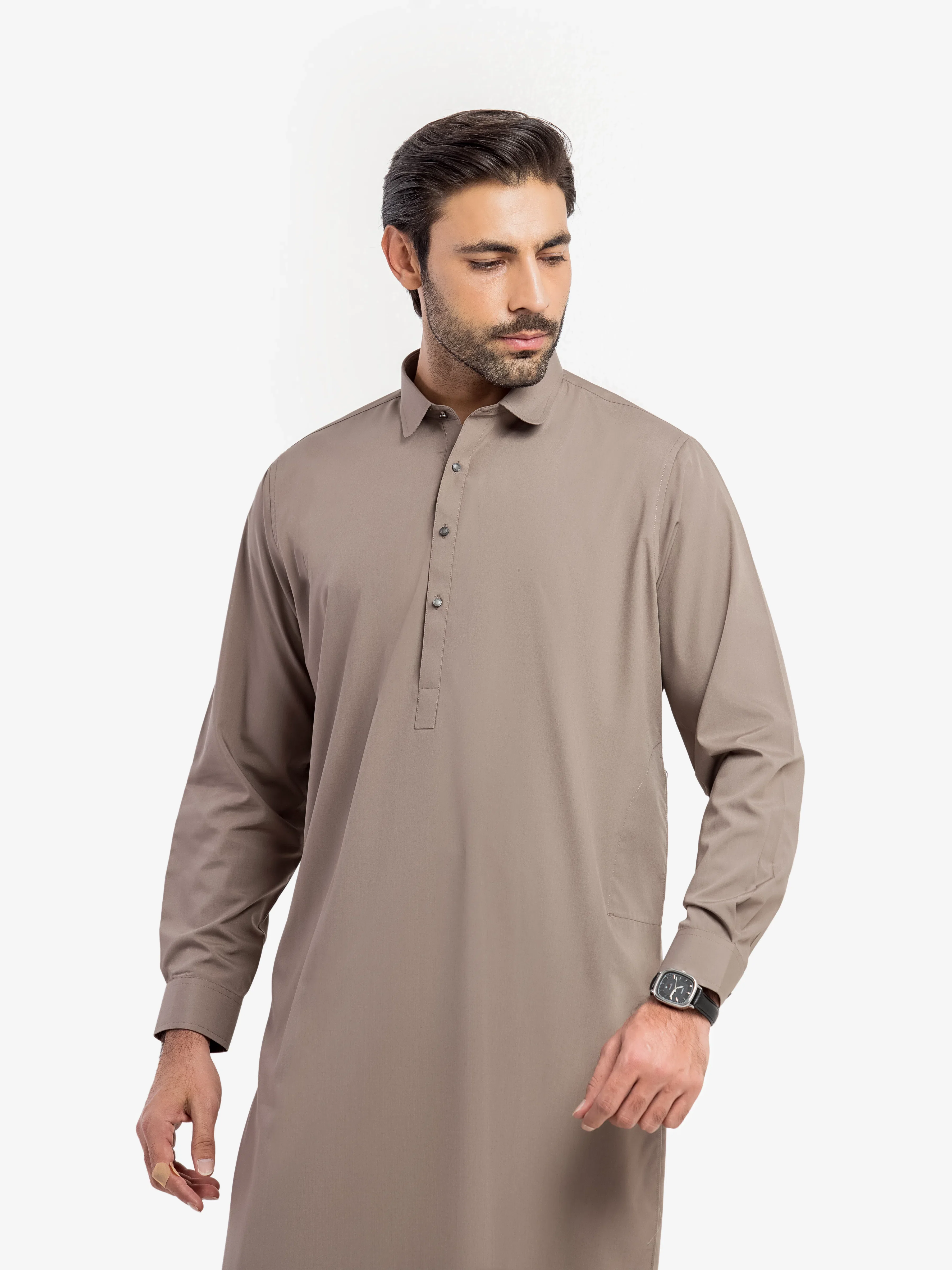 Men's Sand Grey Shalwar Kameez - EMTKS5-41197 - Image 2
