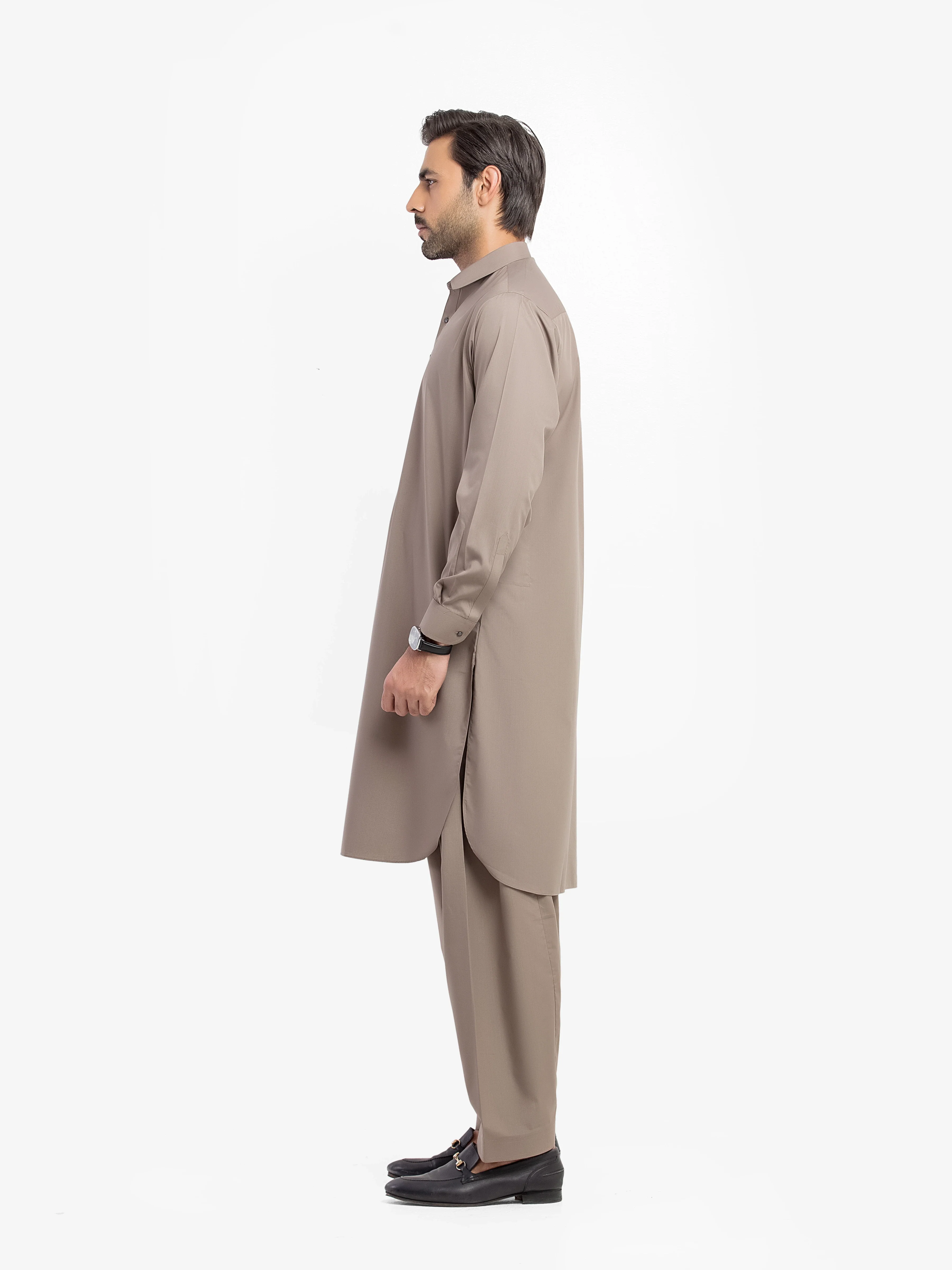 Men's Sand Grey Shalwar Kameez - EMTKS5-41197 - Image 4