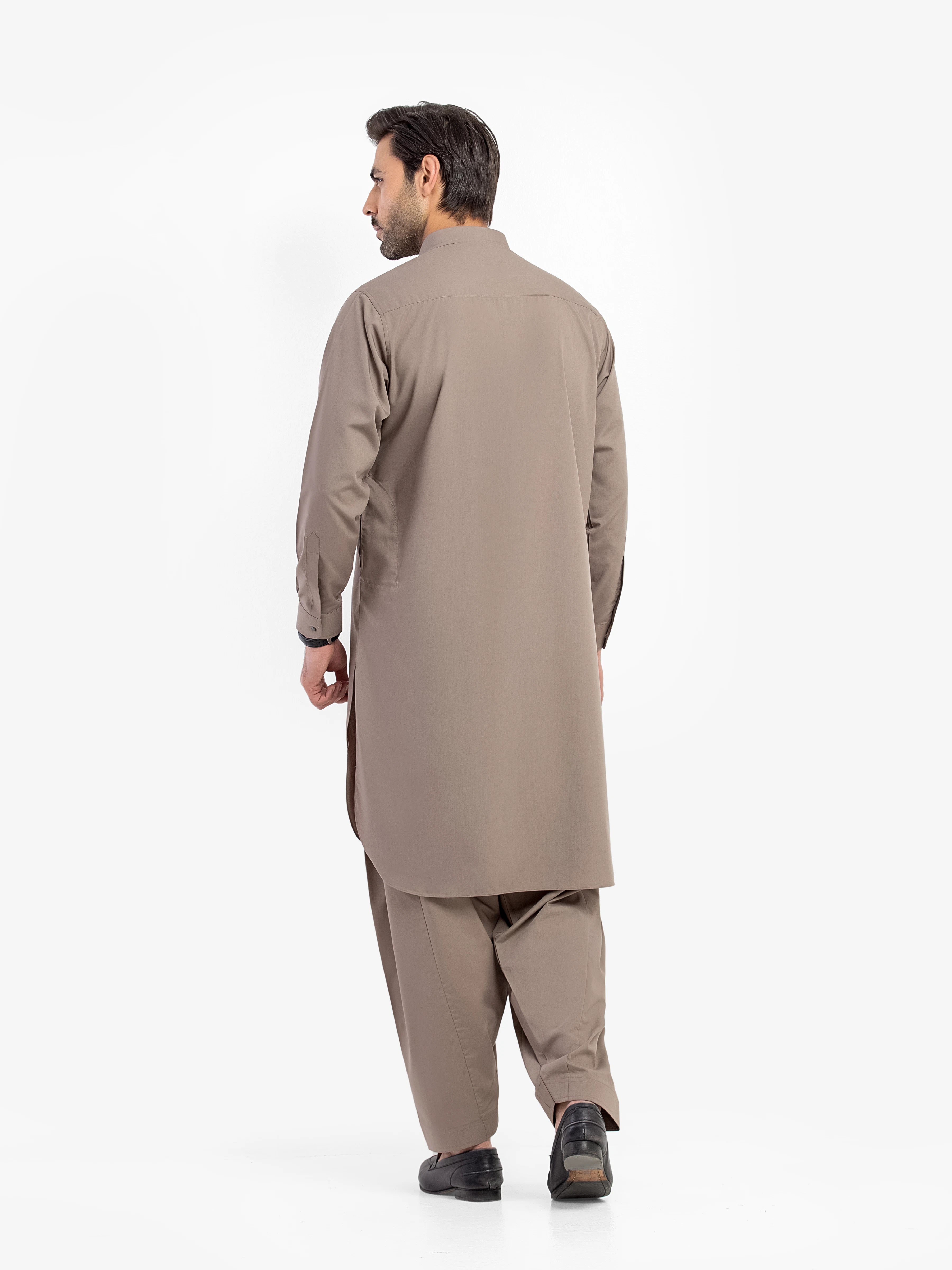Men's Sand Grey Shalwar Kameez - EMTKS5-41197 - Image 5
