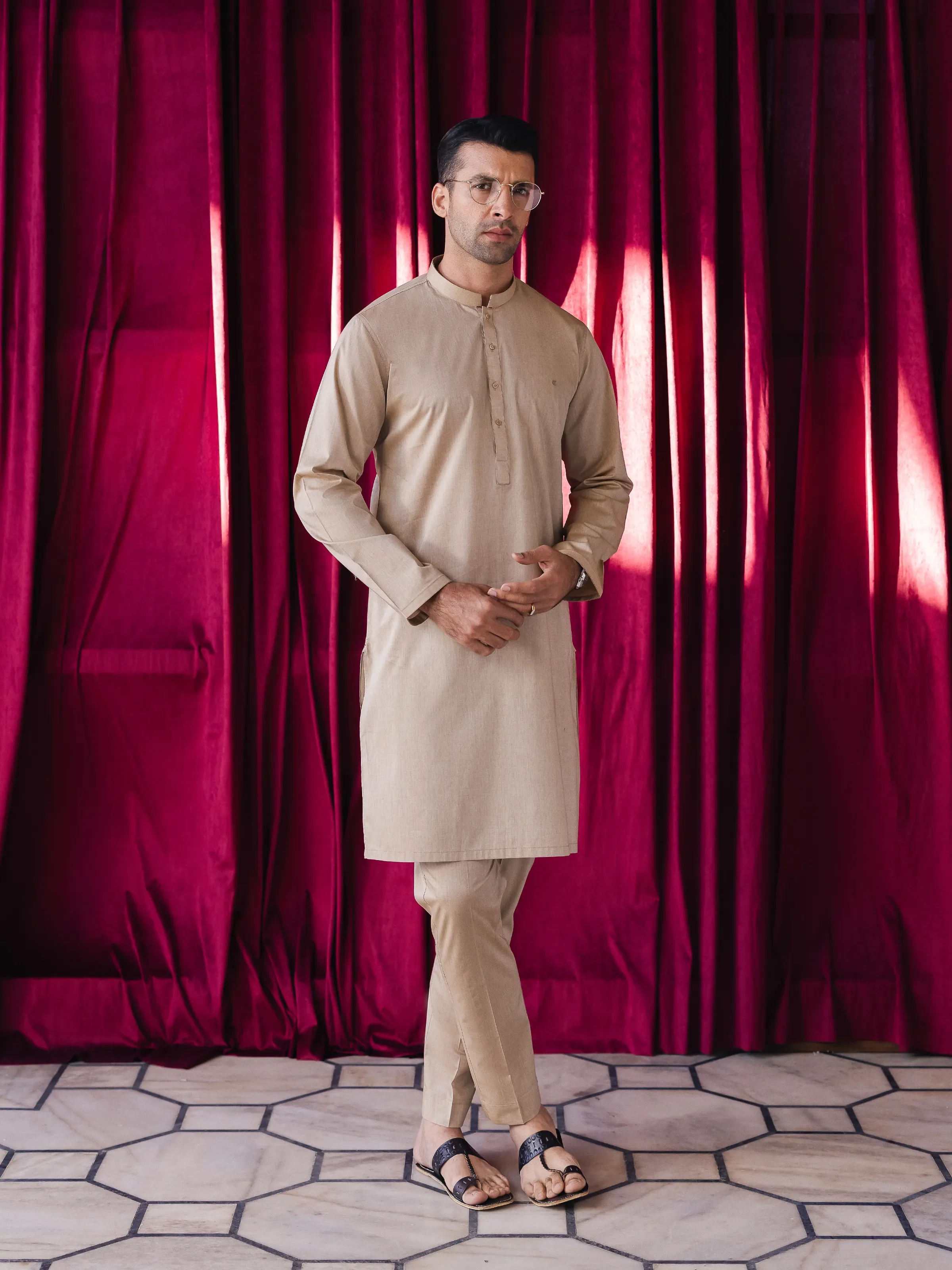 Men's Sand Kurta Pajama - EMTKPT5-057 - Image 2