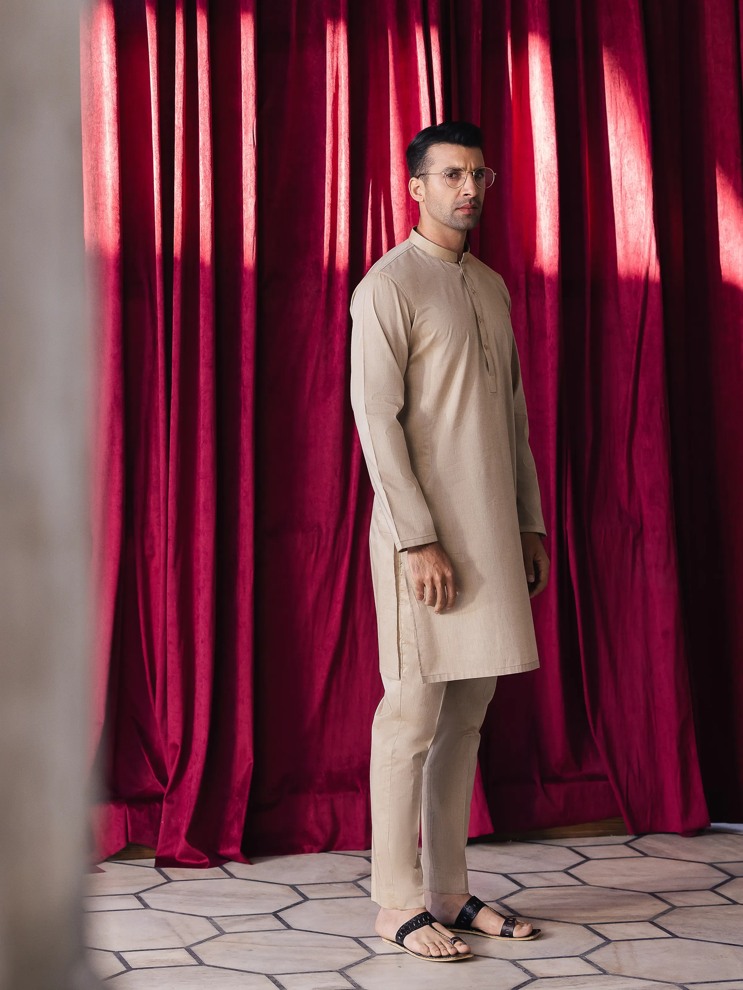 Men's Sand Kurta Pajama - EMTKPT5-057 - Image 3