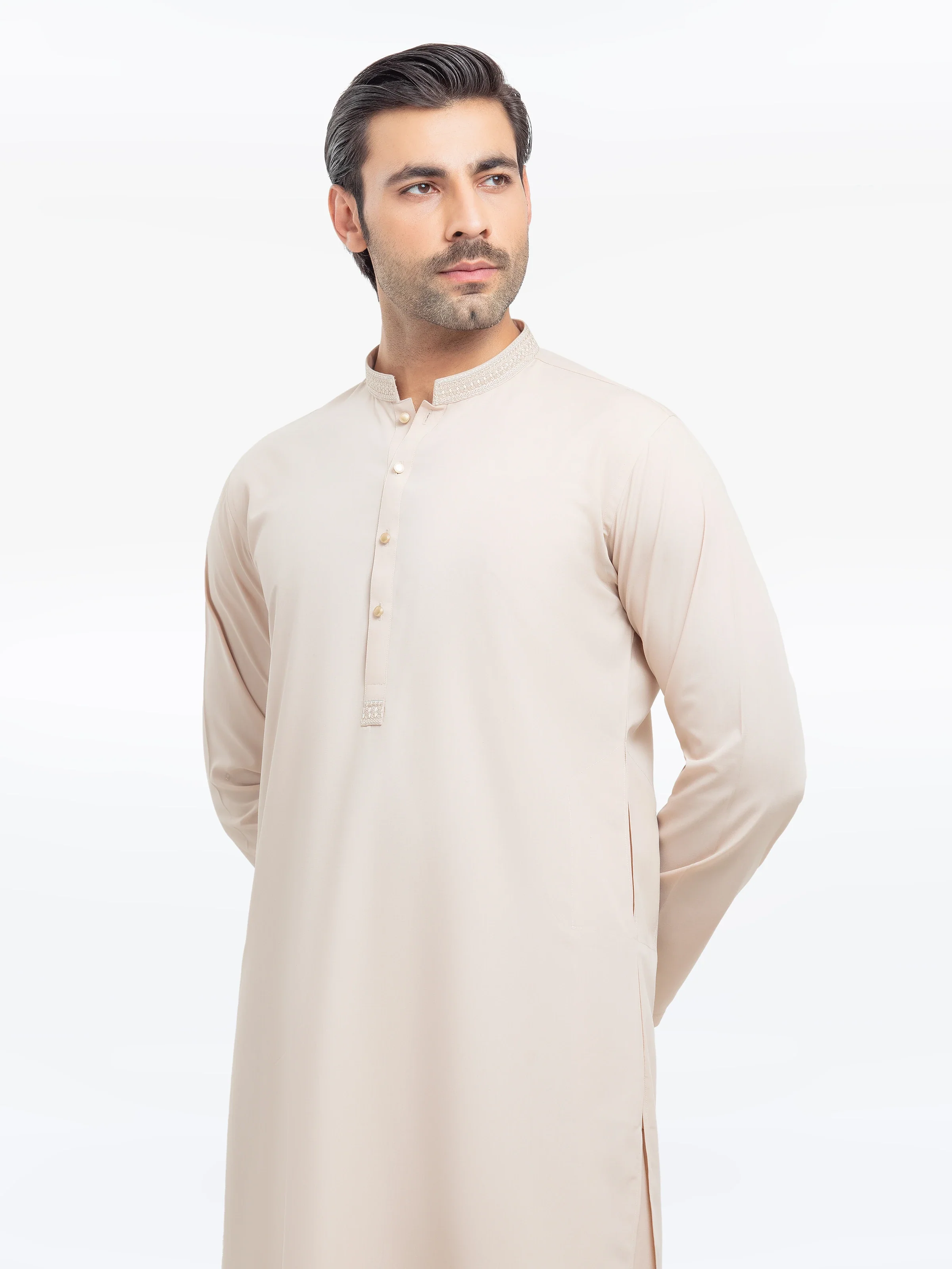 Men's Sand Shalwar Kameez - EMTKS25S-41154 - Image 2