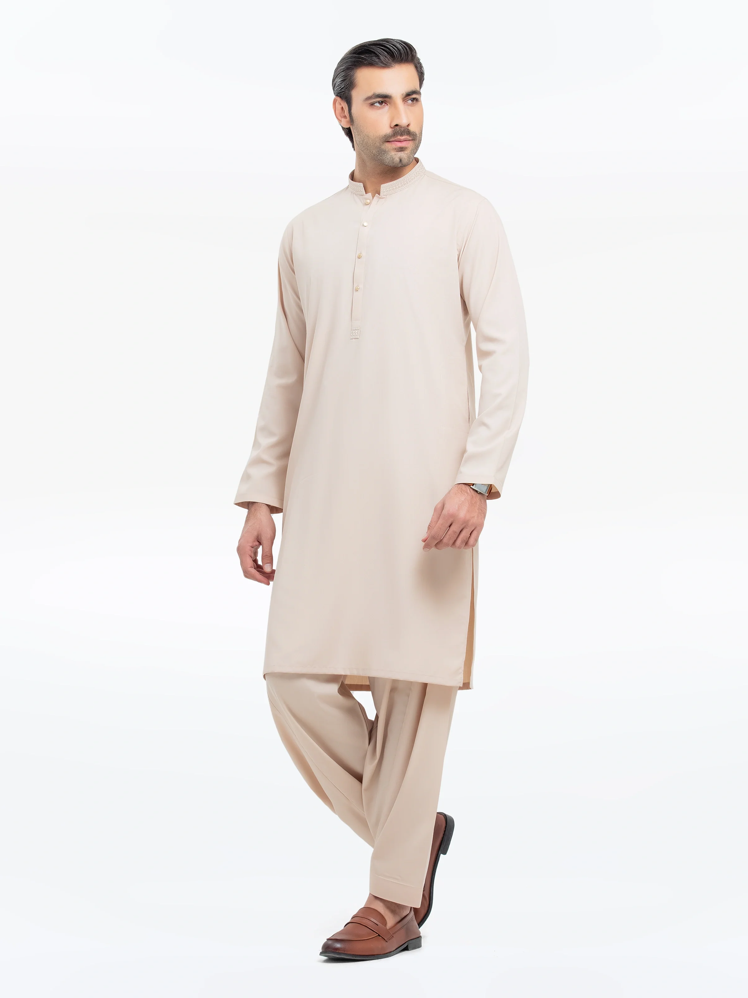 Men's Sand Shalwar Kameez - EMTKS25S-41154 - Image 4