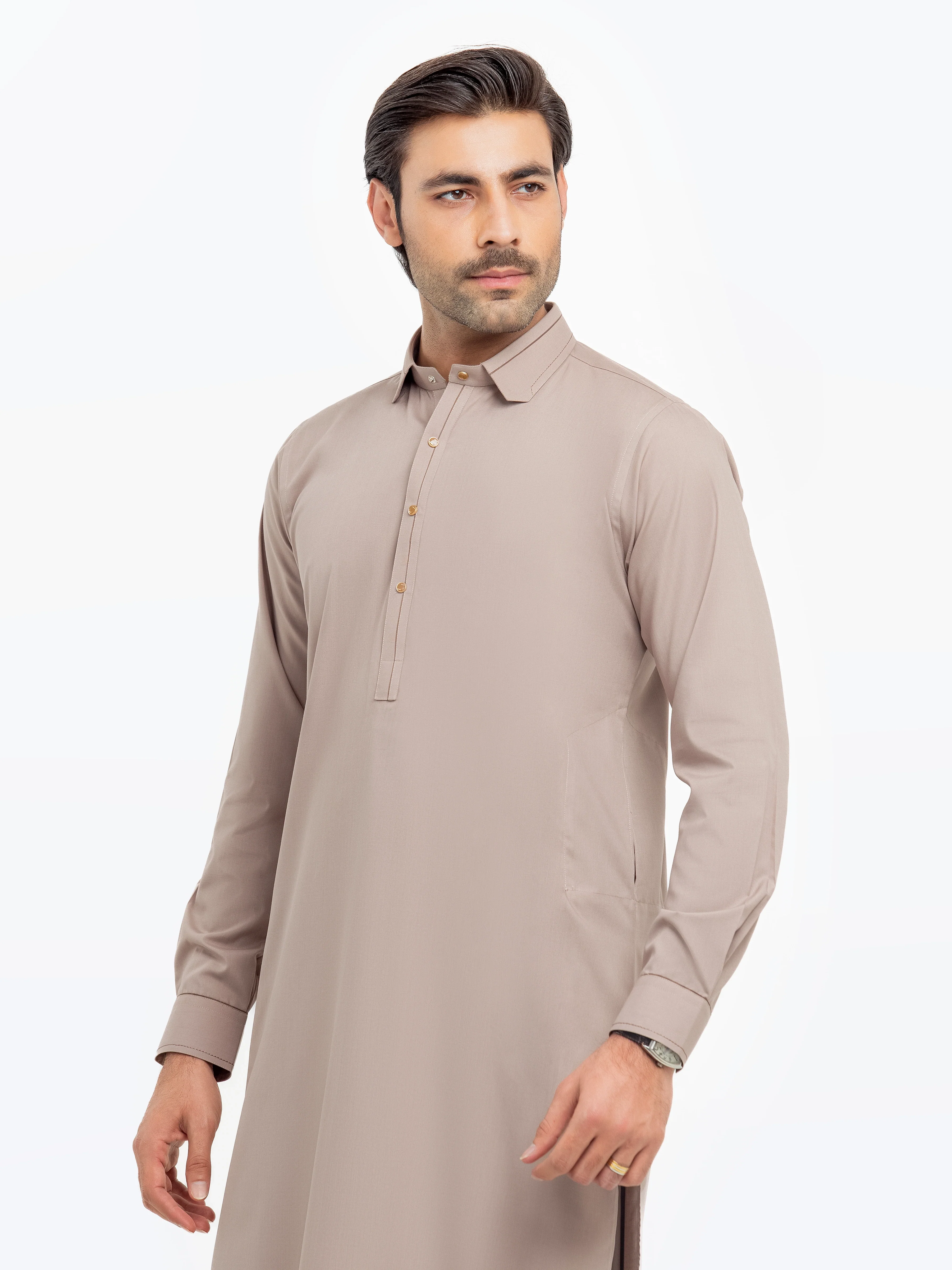 Men's Sand Shalwar Kameez - EMTKST5-99562 - Image 4