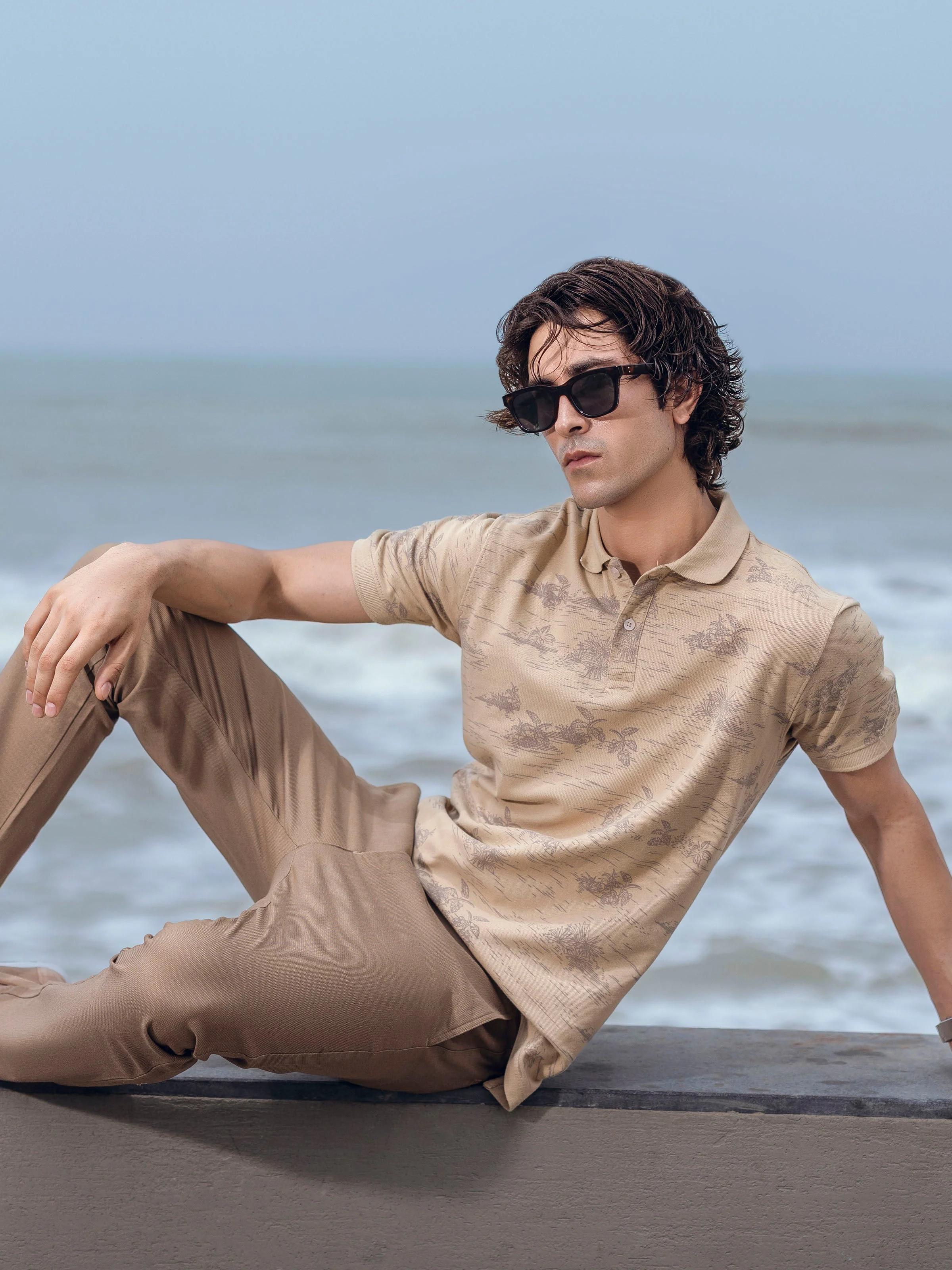Men's Sand Polo Shirt - EMTPS5-027 - Image 4