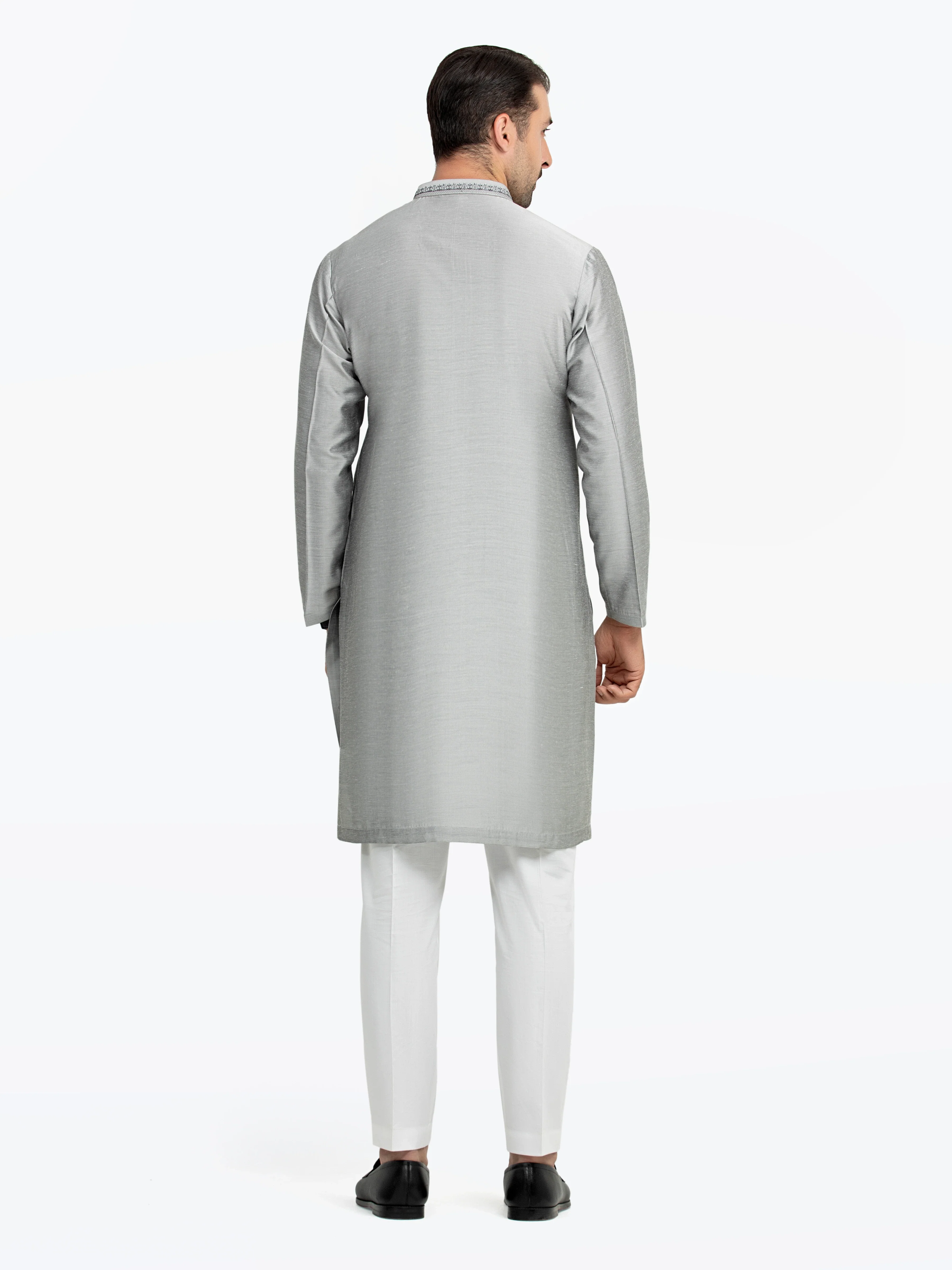Men's Silver Grey Kurta - EMTKC5-147 - Image 5
