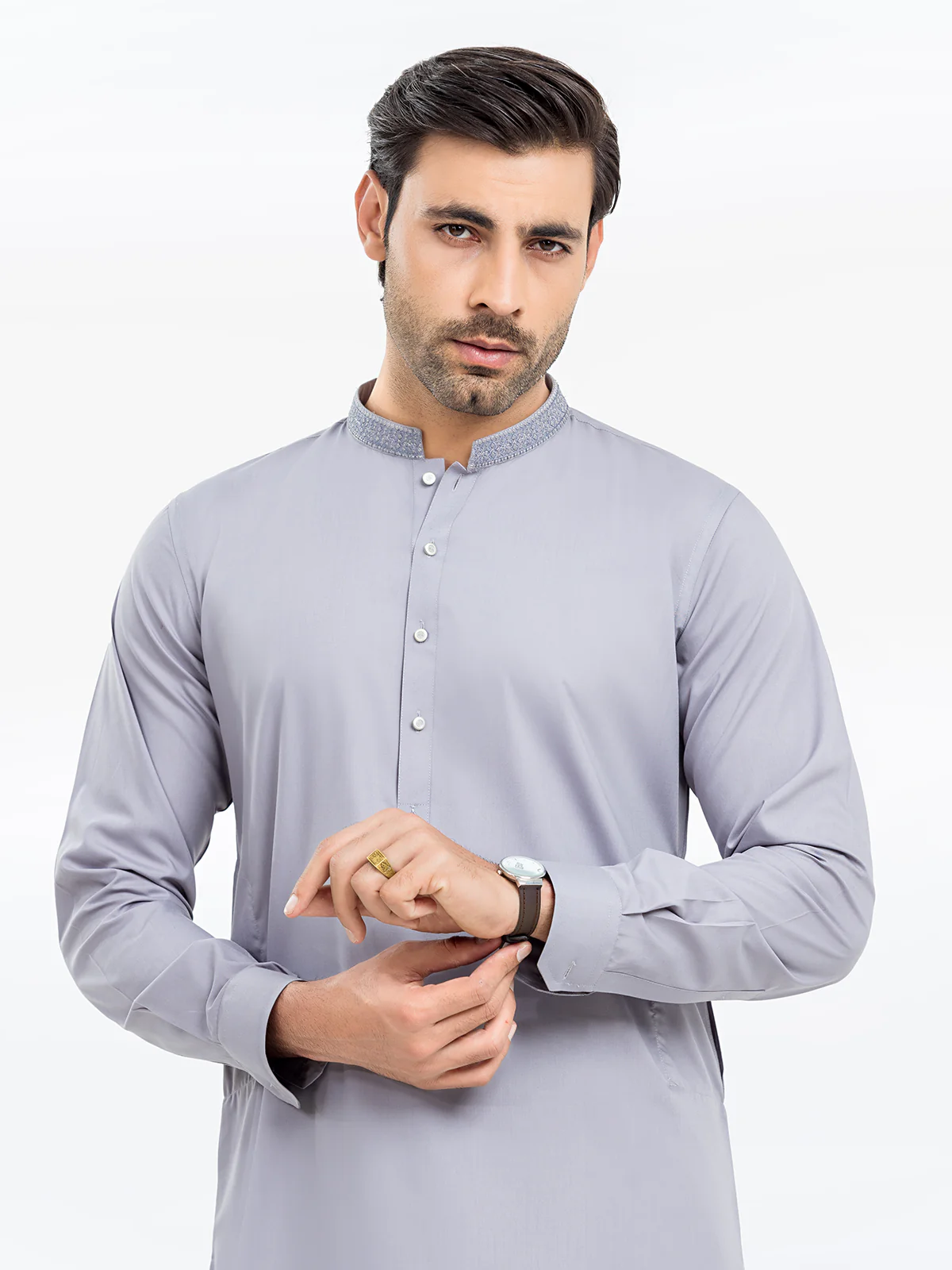Men's Silver Grey Kurta Pajama - EMTKPT24S-036 - Image 2