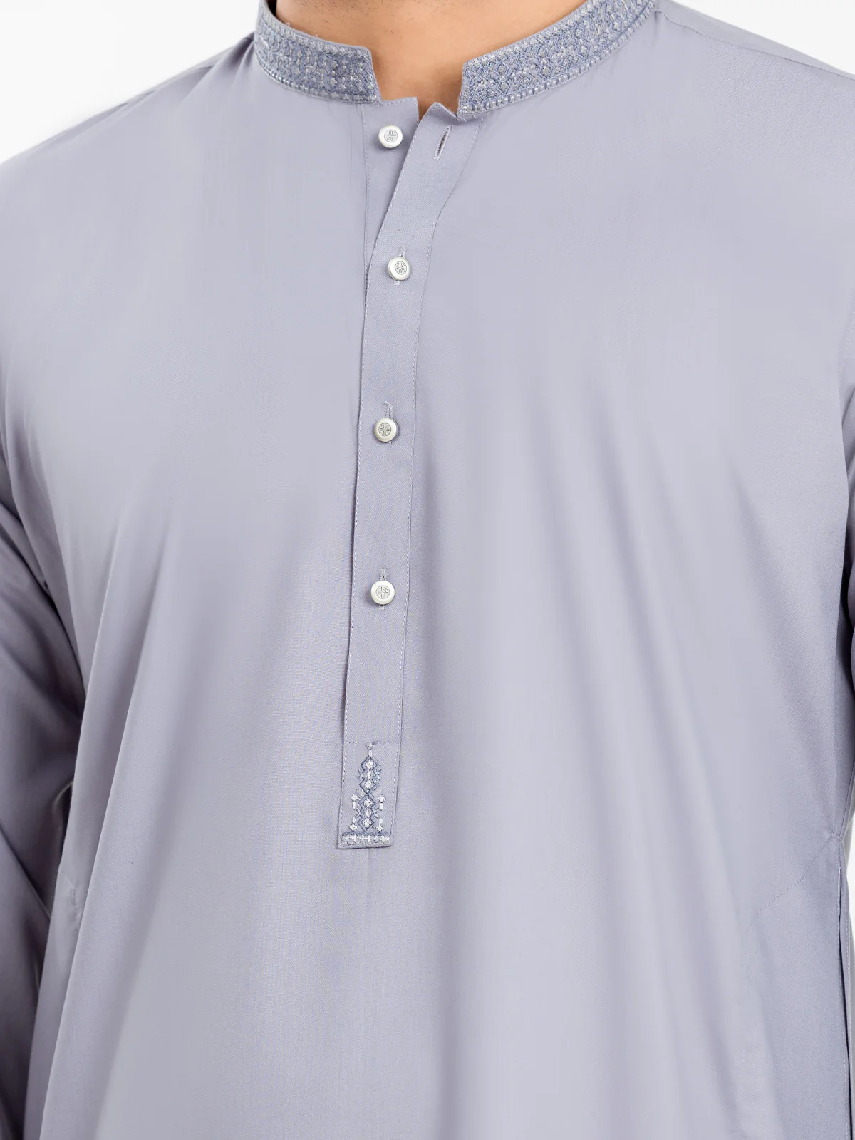 Men's Silver Grey Kurta Pajama - EMTKPT24S-036 - Image 3