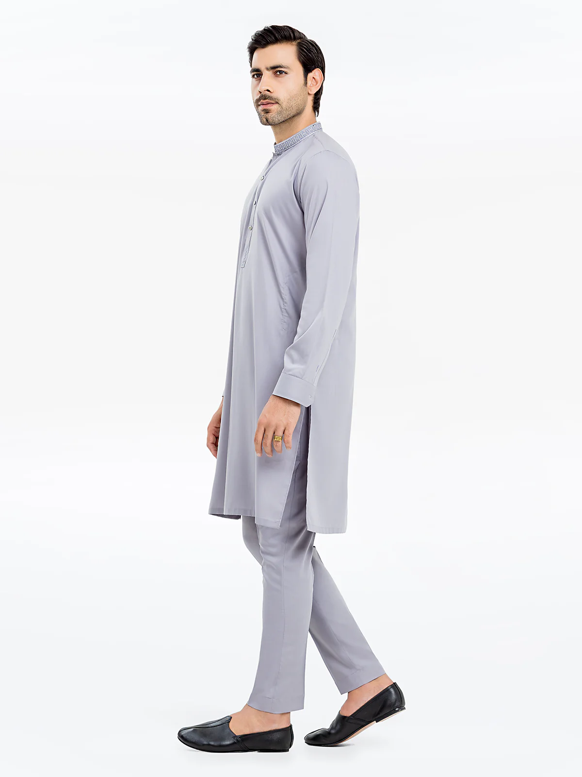 Men's Silver Grey Kurta Pajama - EMTKPT24S-036 - Image 4