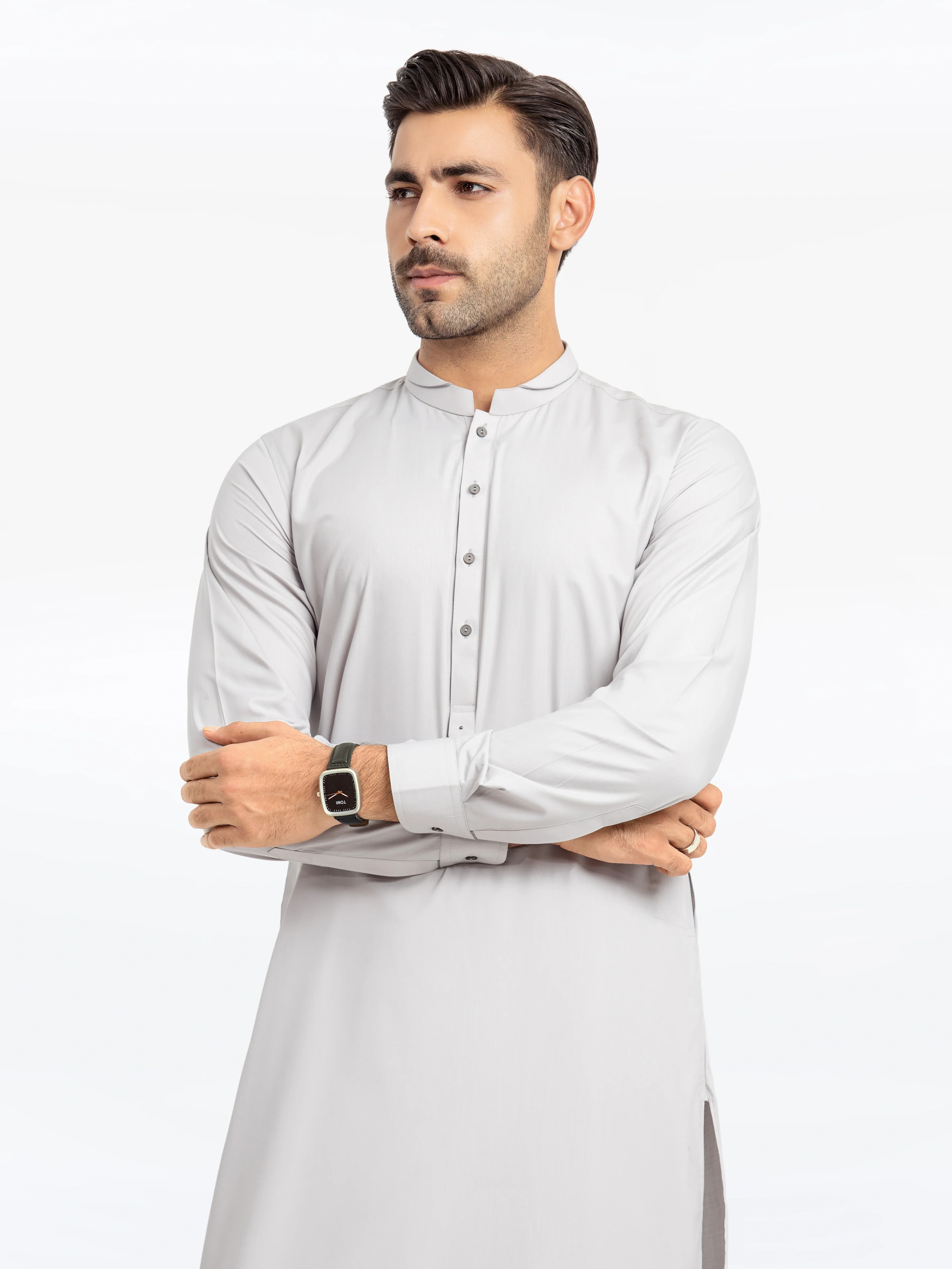 Men's Silver Shalwar Kameez - EMTKS24-41132 - Image 2
