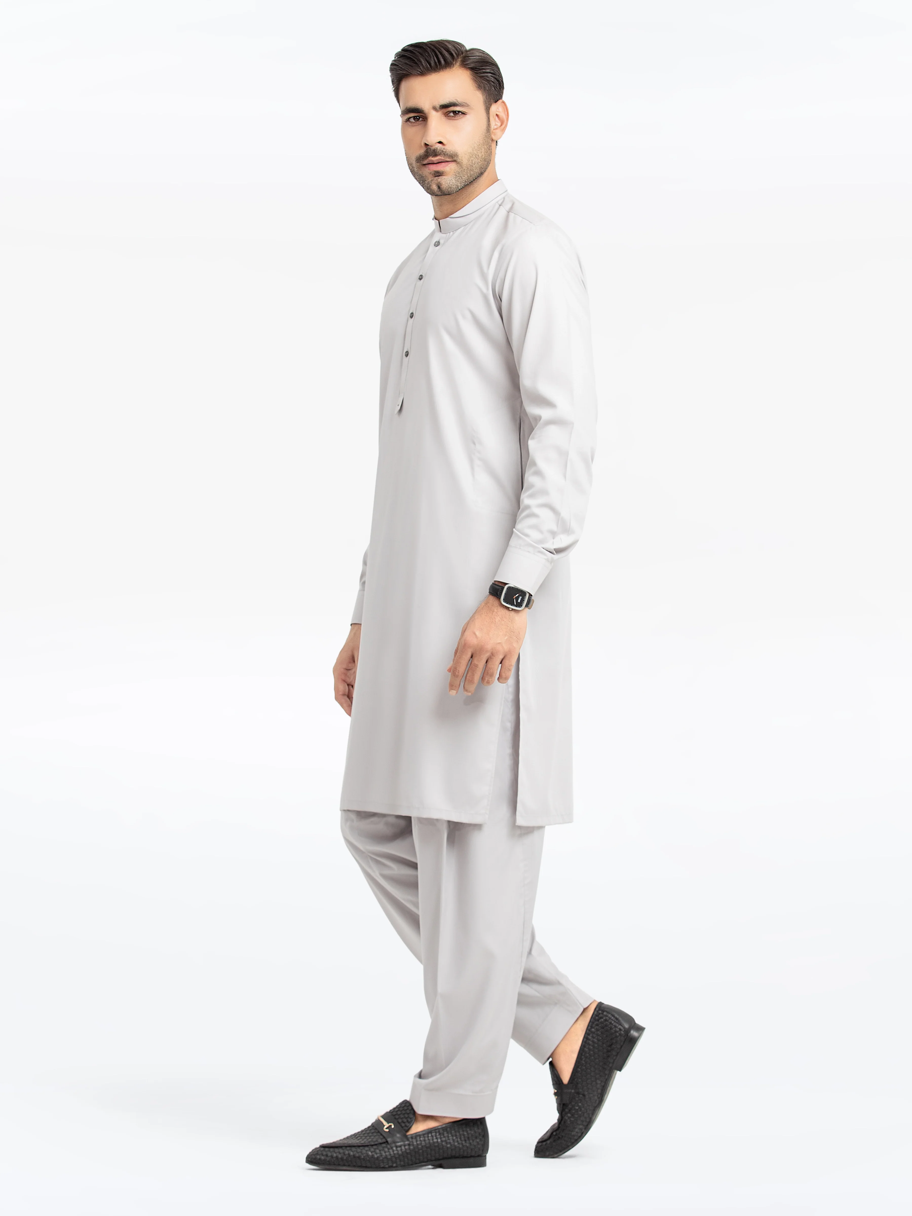 Men's Silver Shalwar Kameez - EMTKS24-41132 - Image 3
