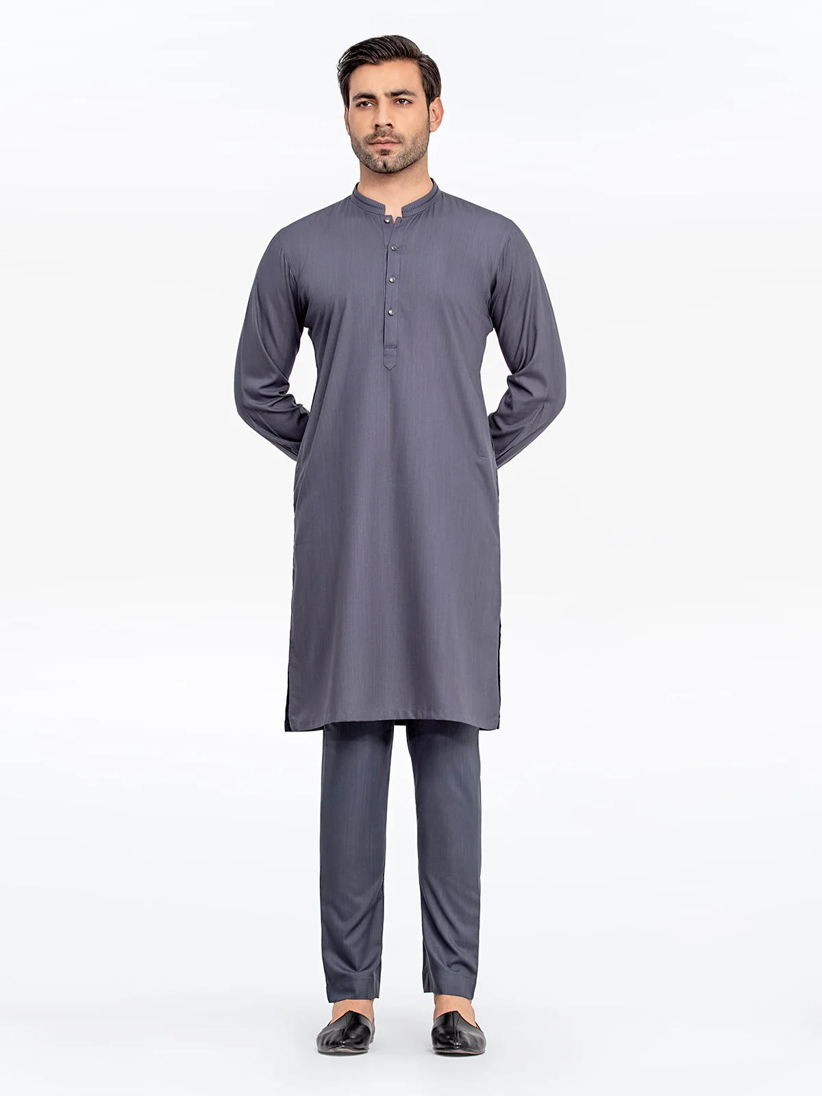 Men's Slate Grey Kurta Pajama - EMTKPT24-021 - Image 2
