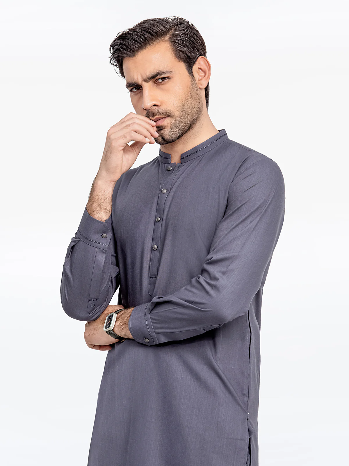 Men's Slate Grey Kurta Pajama - EMTKPT24-021 - Image 4
