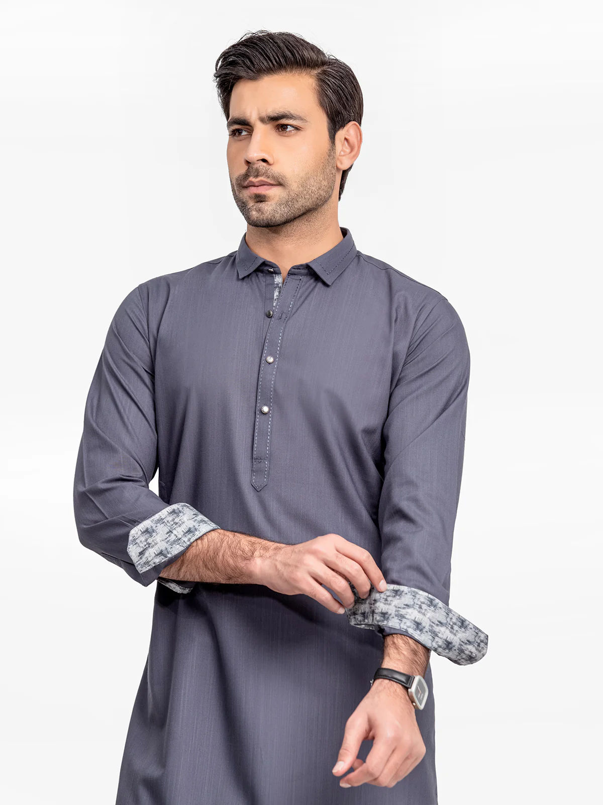 Men's Slate Grey Shalwar Kameez - EMTKS24-41077 - Image 2