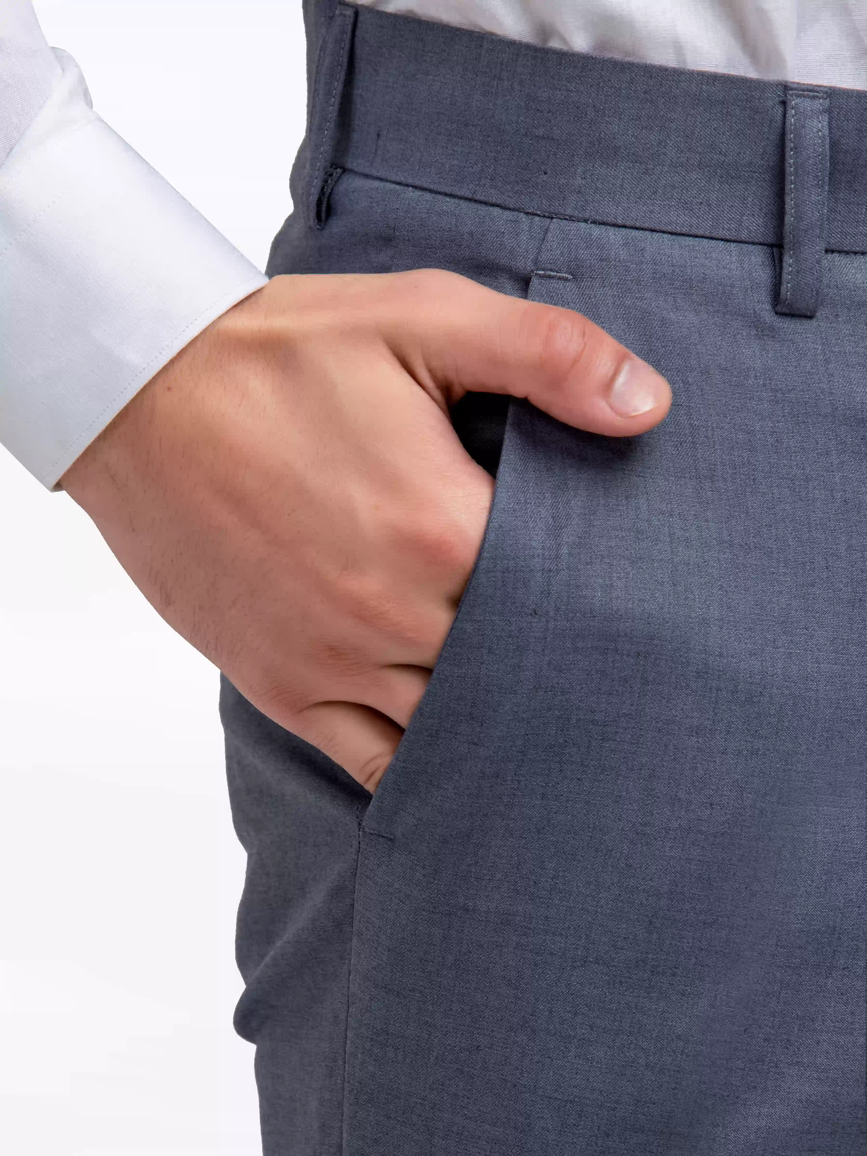 Men's Steel Blue Formal Pant - EMBPF24-15269 - Image 3