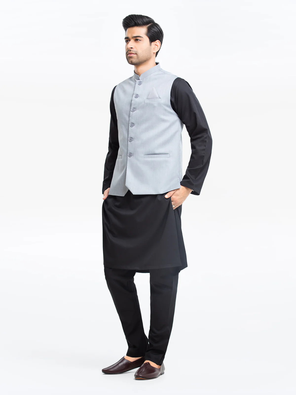 Men's Steel Blue Waist Coat - EMTWCP24-35899 - Image 3
