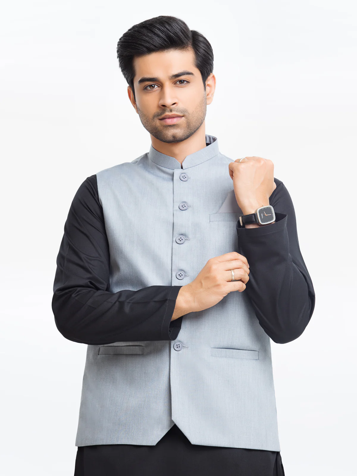 Men's Steel Blue Waist Coat - EMTWCP24-35899 - Image 4