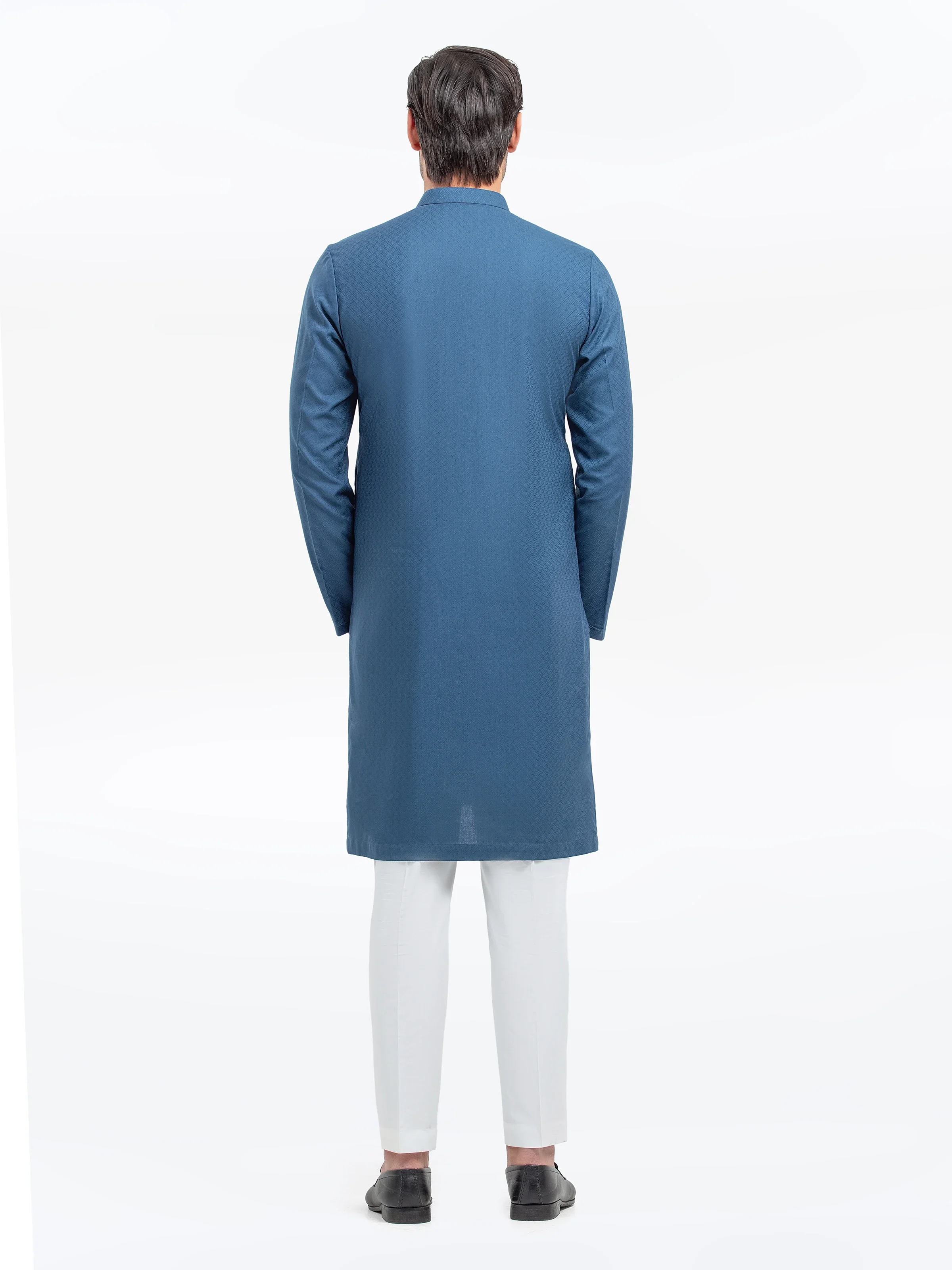 Men's Teal Blue Kurta - EMTK5-99526 - Image 5