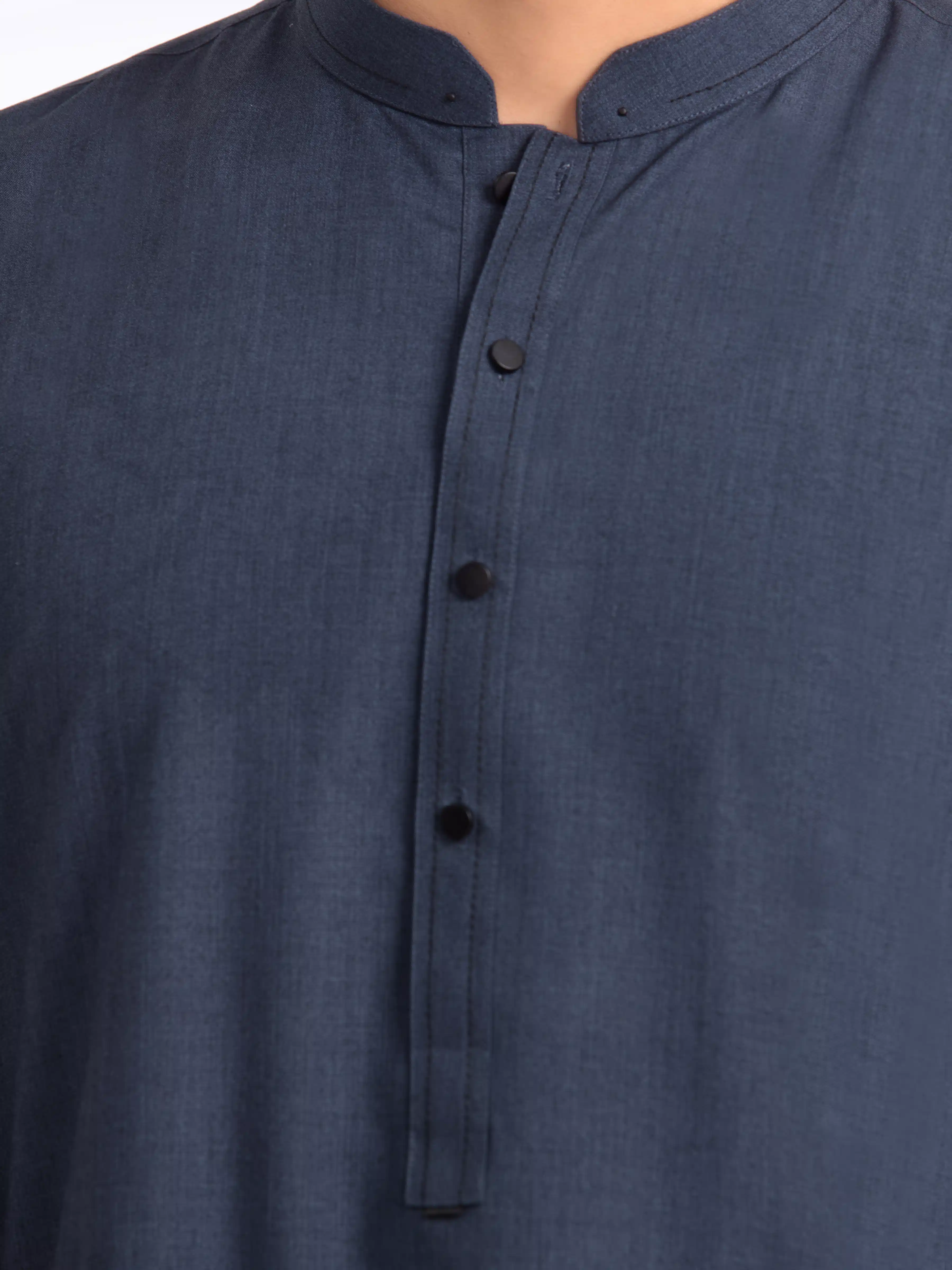 Men's Teal Blue Kurta Pajama - EMTKPT24-048 - Image 3
