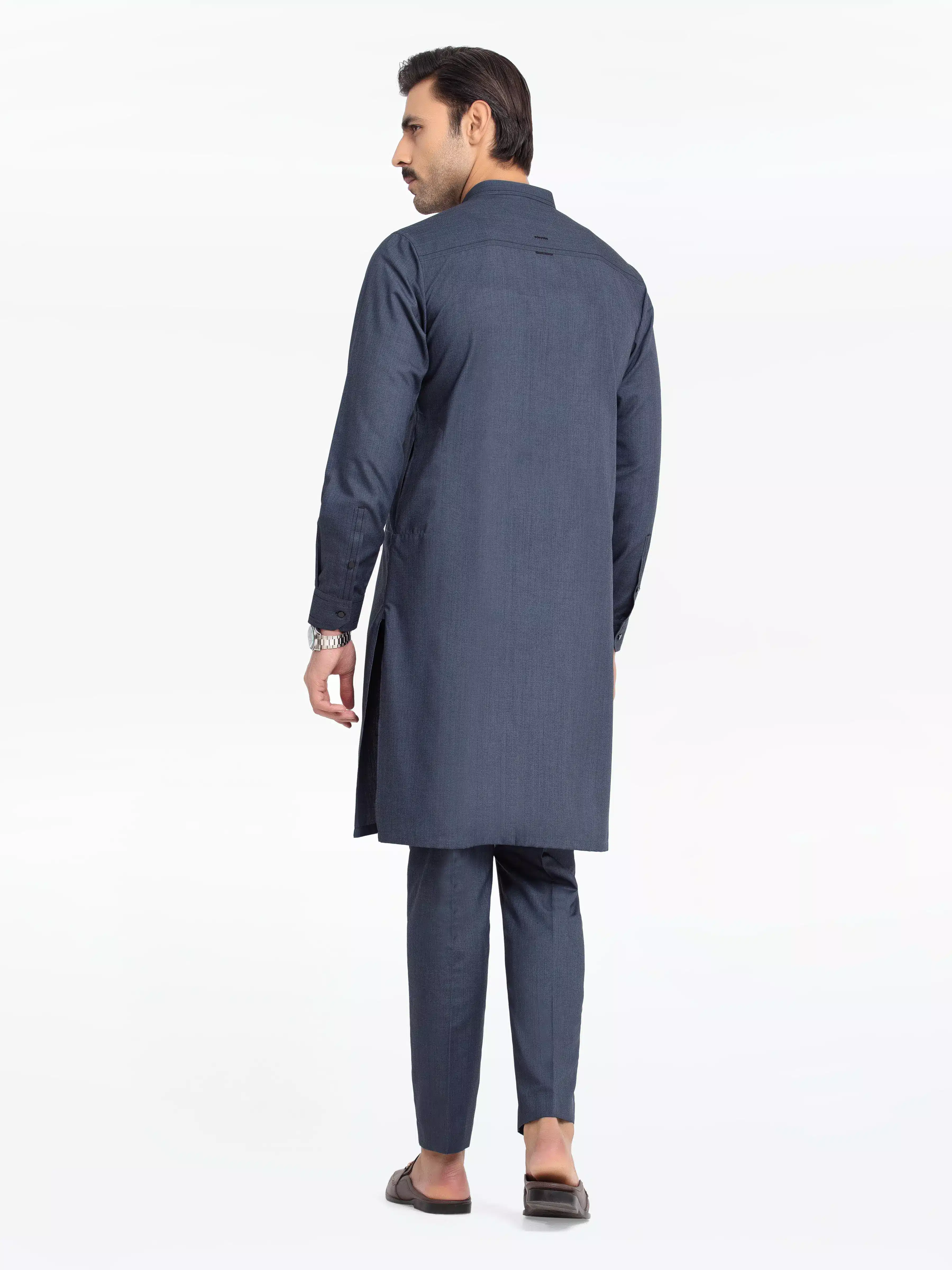 Men's Teal Blue Kurta Pajama - EMTKPT24-048 - Image 6