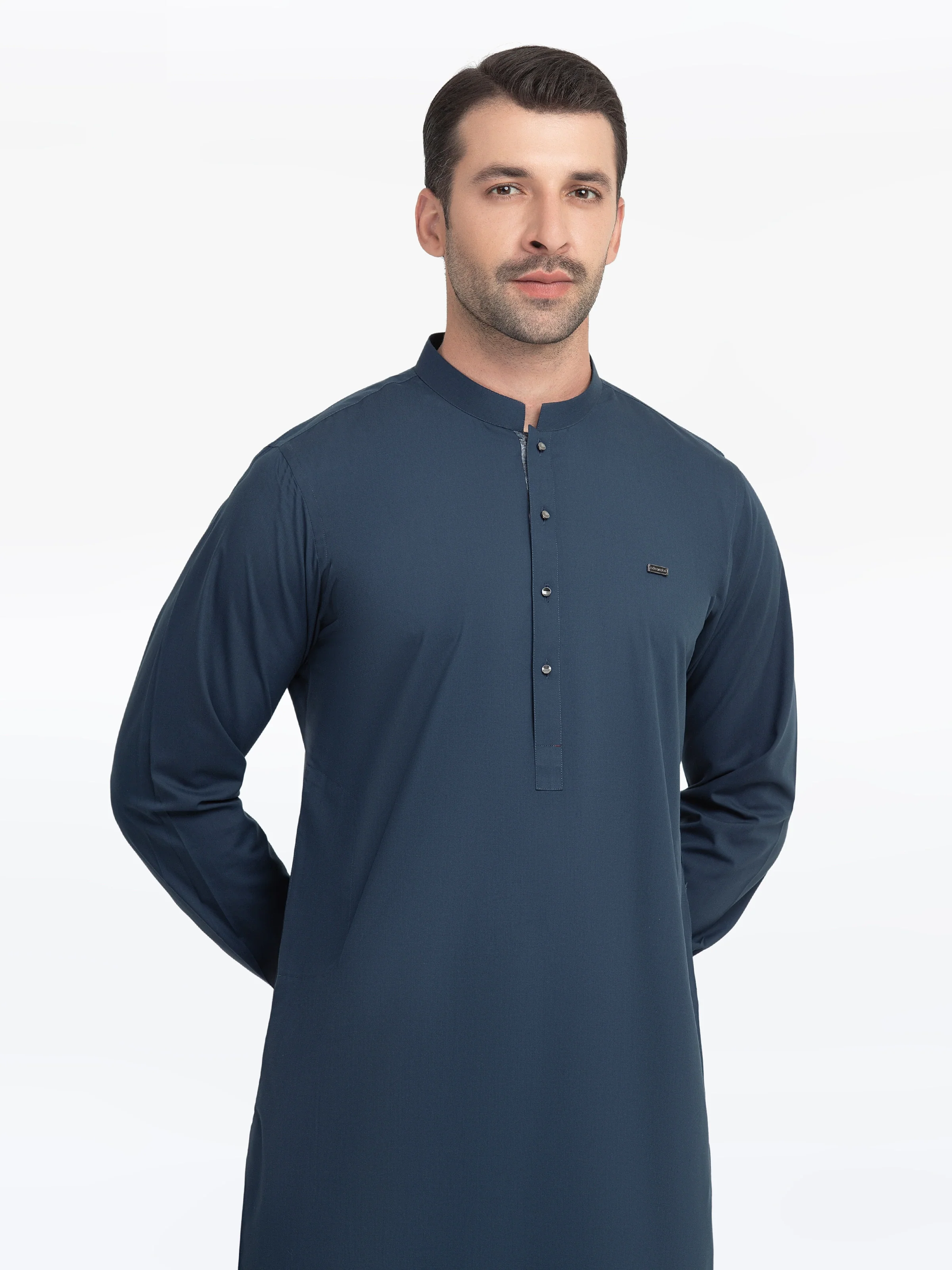 Men's Teal Blue Kurta Pajama - EMTKPT5-061 - Image 2