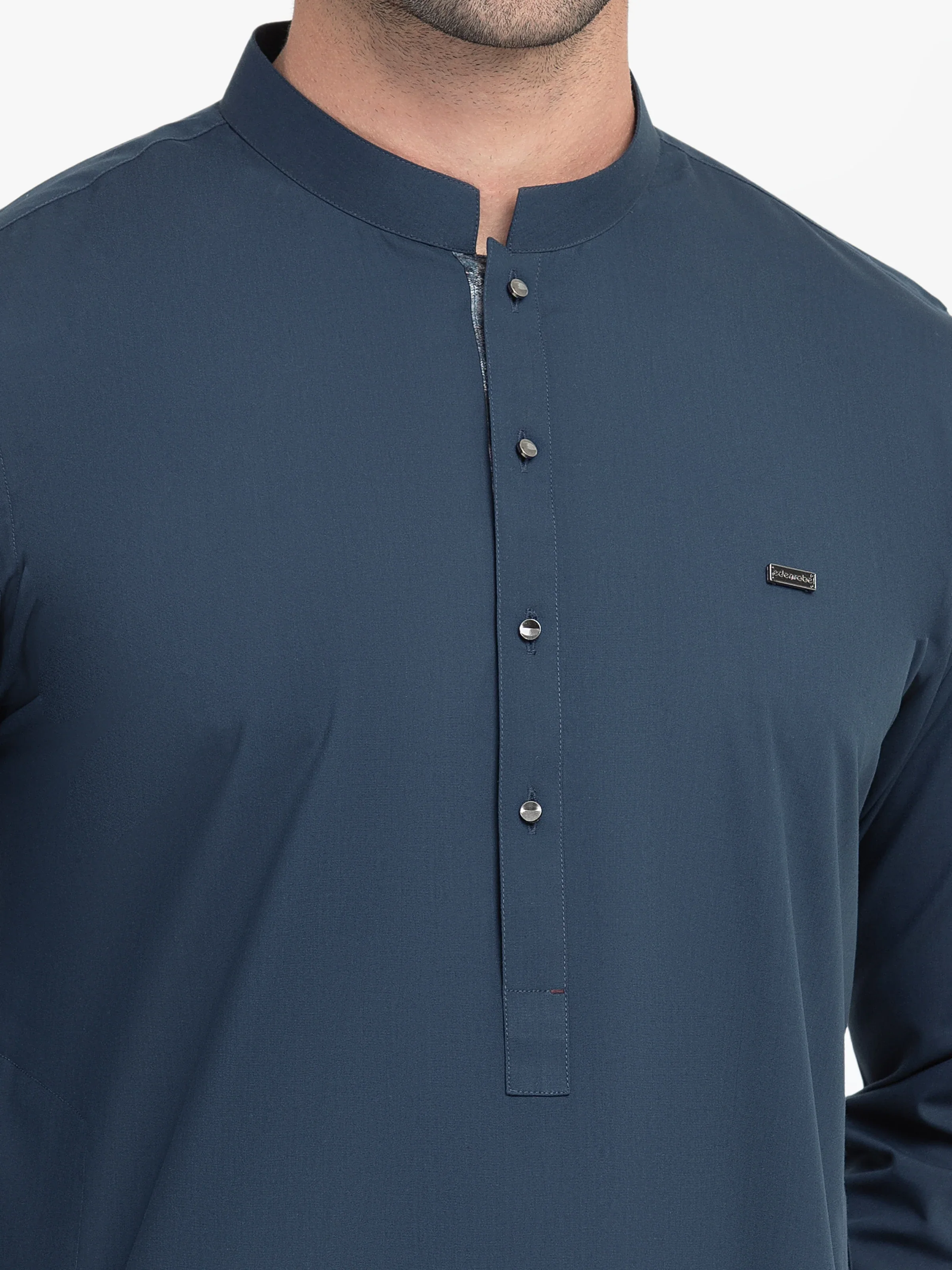 Men's Teal Blue Kurta Pajama - EMTKPT5-061 - Image 4