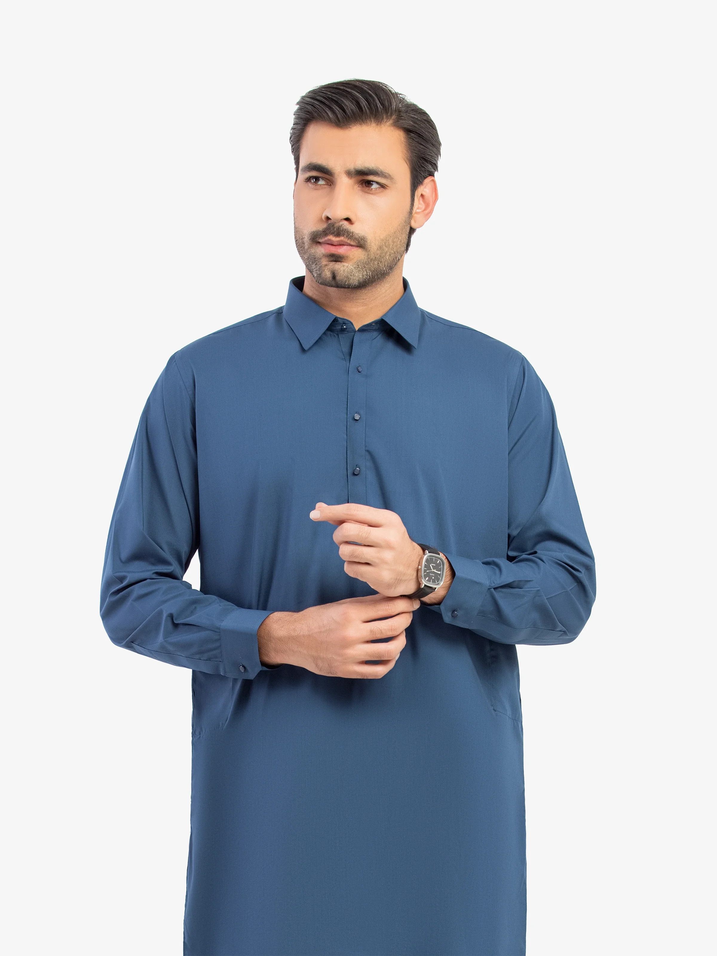 Men's Teal Blue Shalwar Kameez - EMTKS5-41206 - Image 2