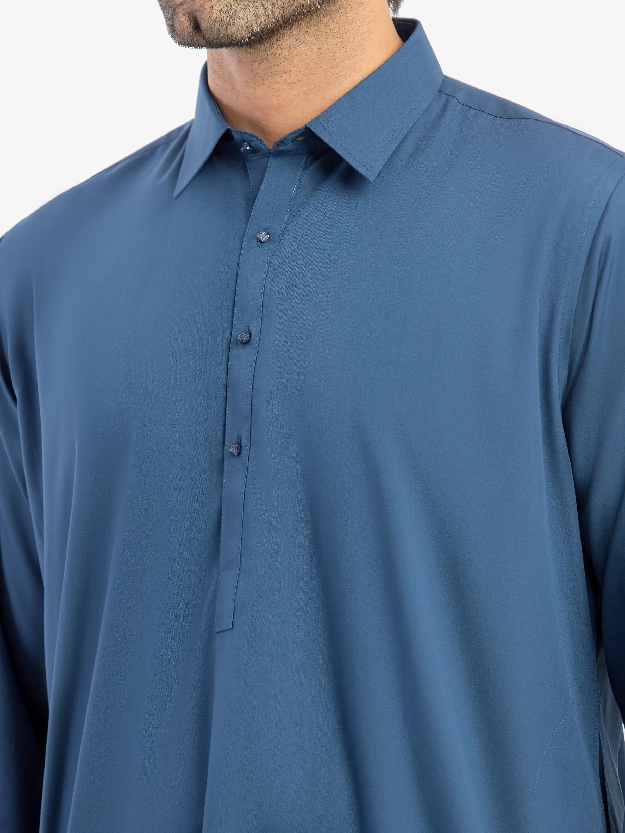 Men's Teal Blue Shalwar Kameez - EMTKS5-41206 - Image 3