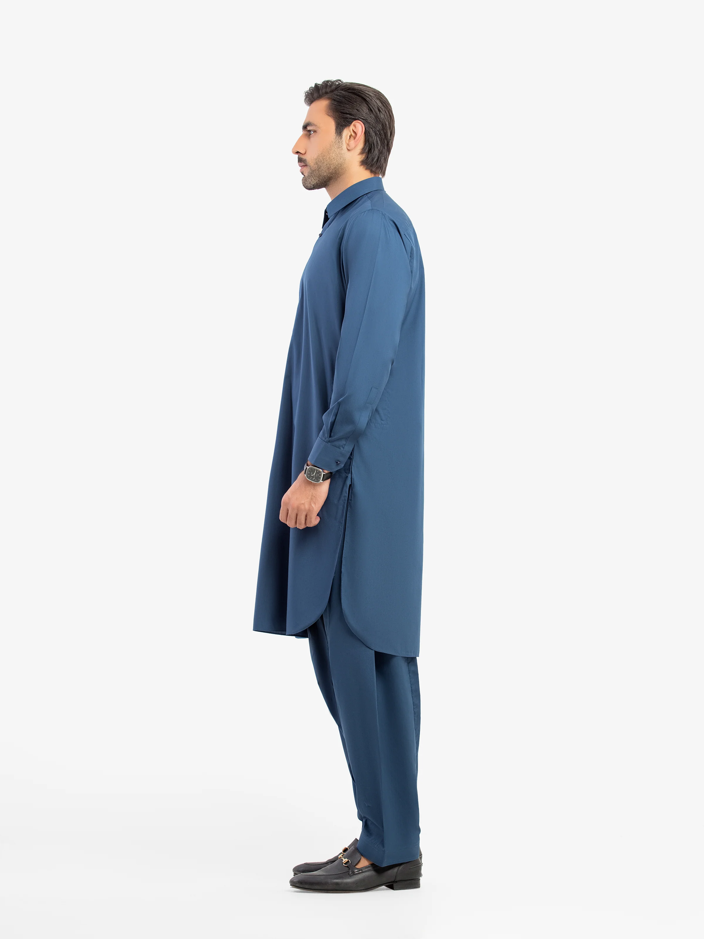Men's Teal Blue Shalwar Kameez - EMTKS5-41206 - Image 4