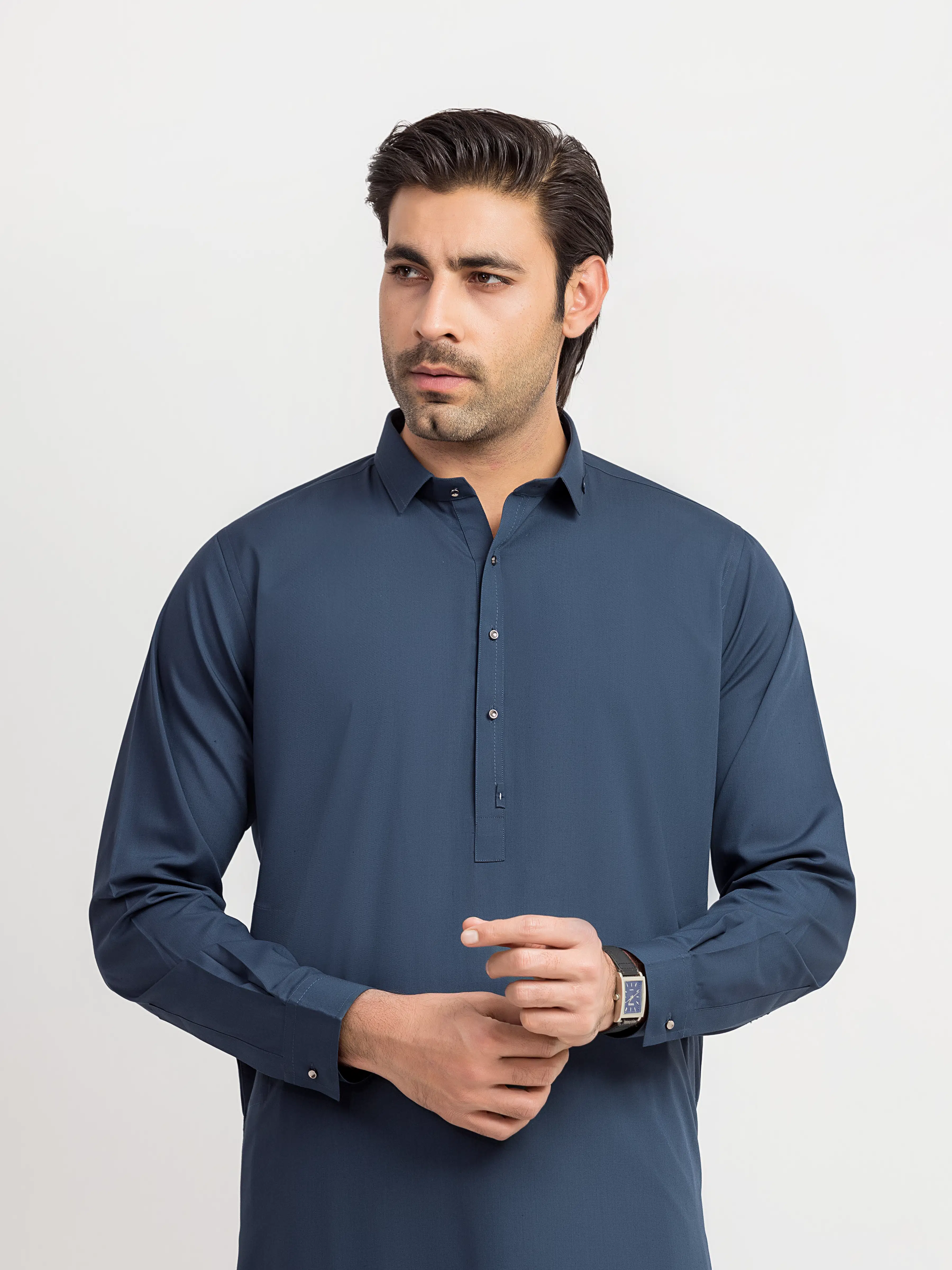 Men's Teal Blue Shalwar Kameez - EMTKS6-41236 - Image 2