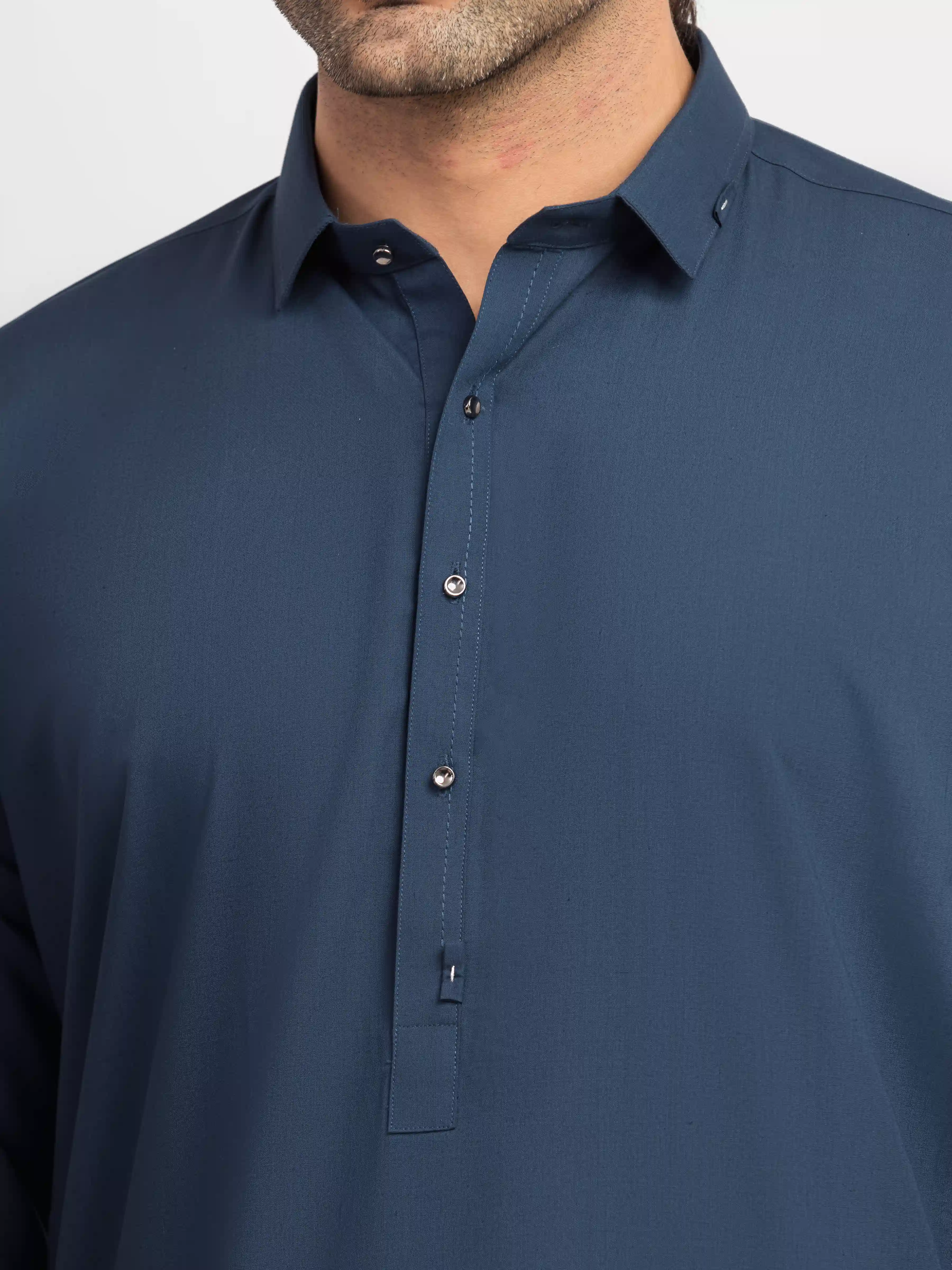 Men's Teal Blue Shalwar Kameez - EMTKS6-41236 - Image 3